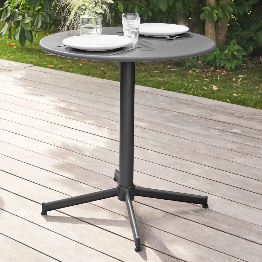 Illustration numéro 2 du produit Table de jardin ronde bistro inclinable en acier anthracite