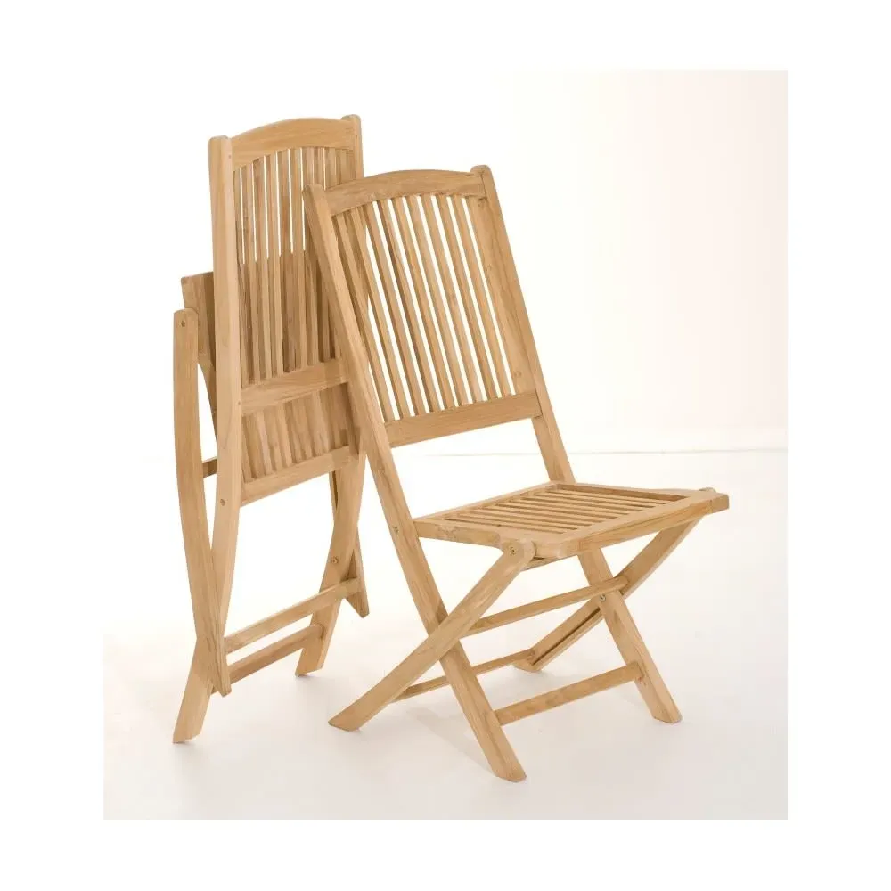 Illustration numéro 2 du produit Ensemble de 2 chaises de jardin en bois teck