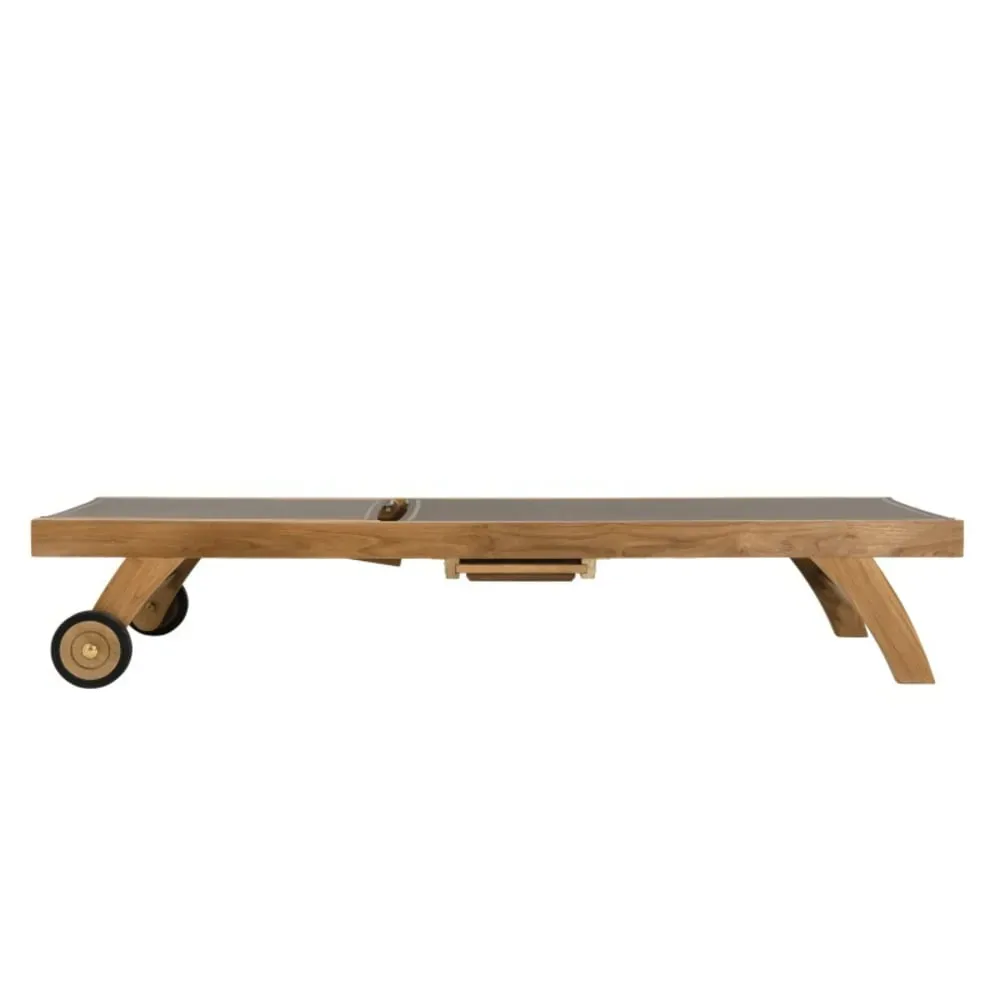 Illustration numéro 2 du produit Bain de soleil textilène couleur taupe en teck