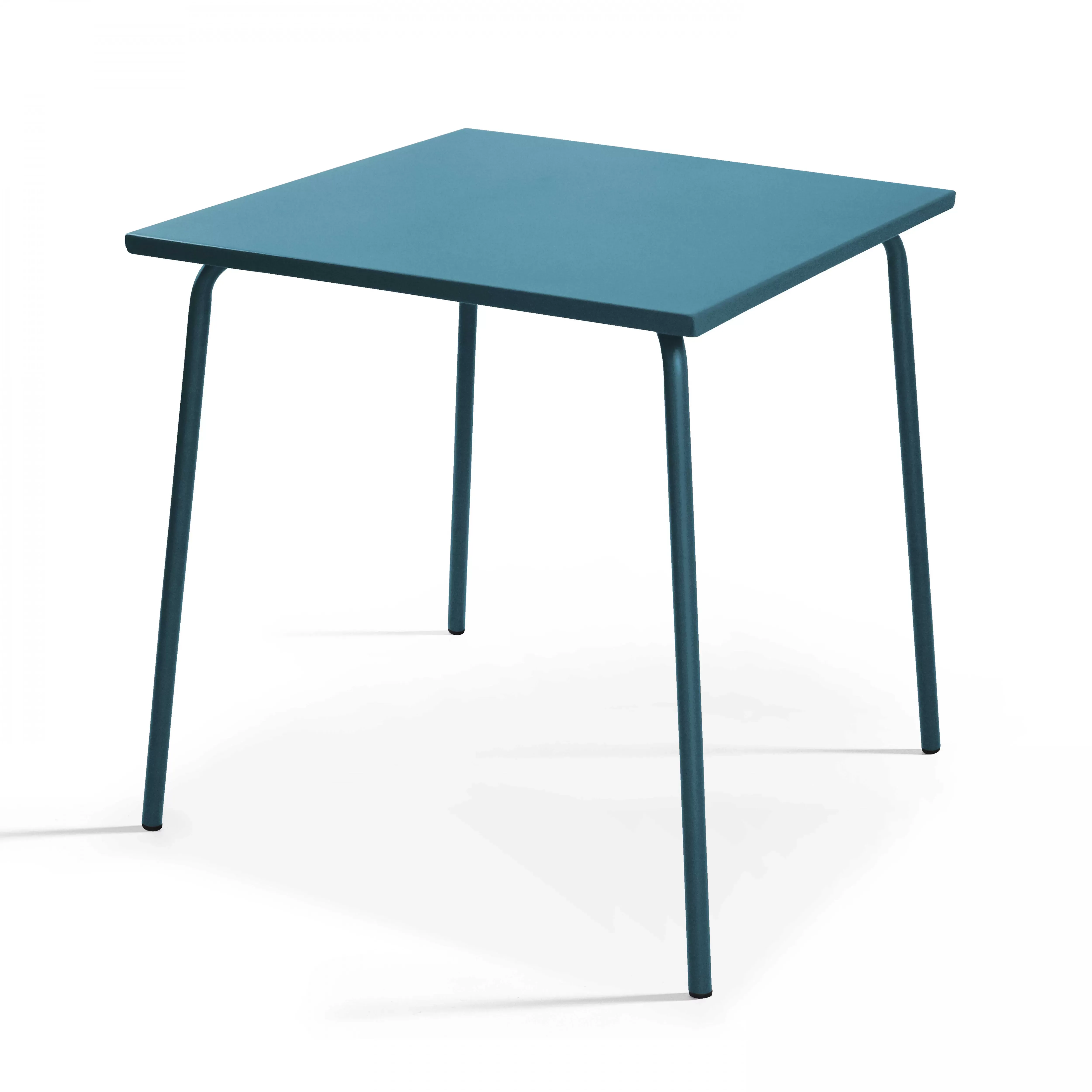 Illustration numéro 2 du produit Ensemble table de jardin carrée et 2 chaises acier bleu pacific