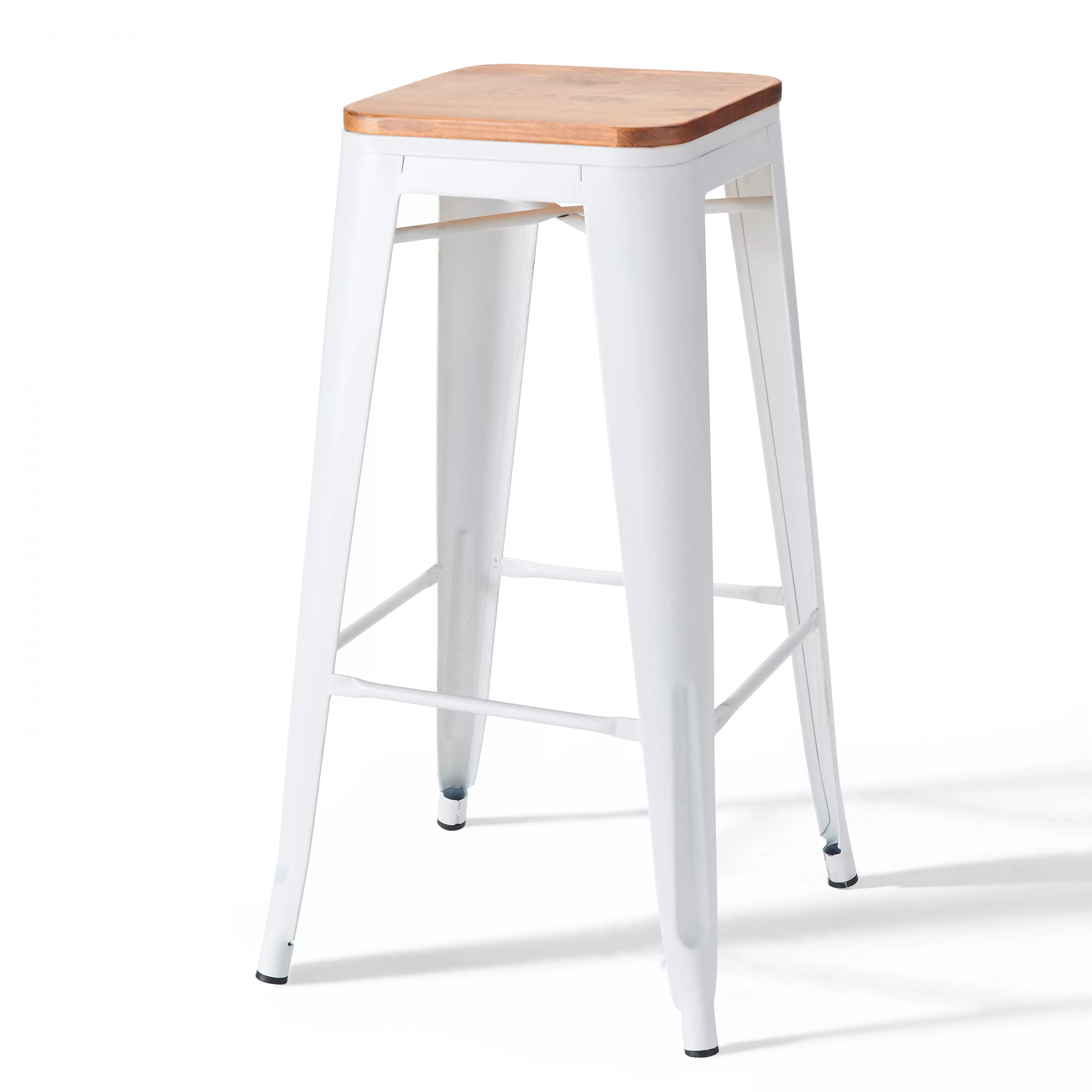 Illustration numéro 2 du produit Lot de 4 tabourets de bar en acier blanc