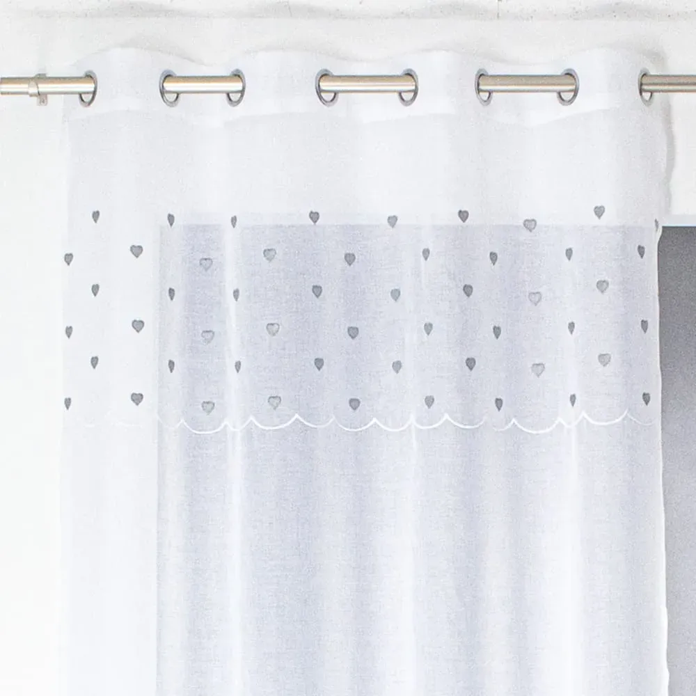 Illustration numéro 2 du produit Voilage sablé avec top cœurs polyester gris 240x140cm