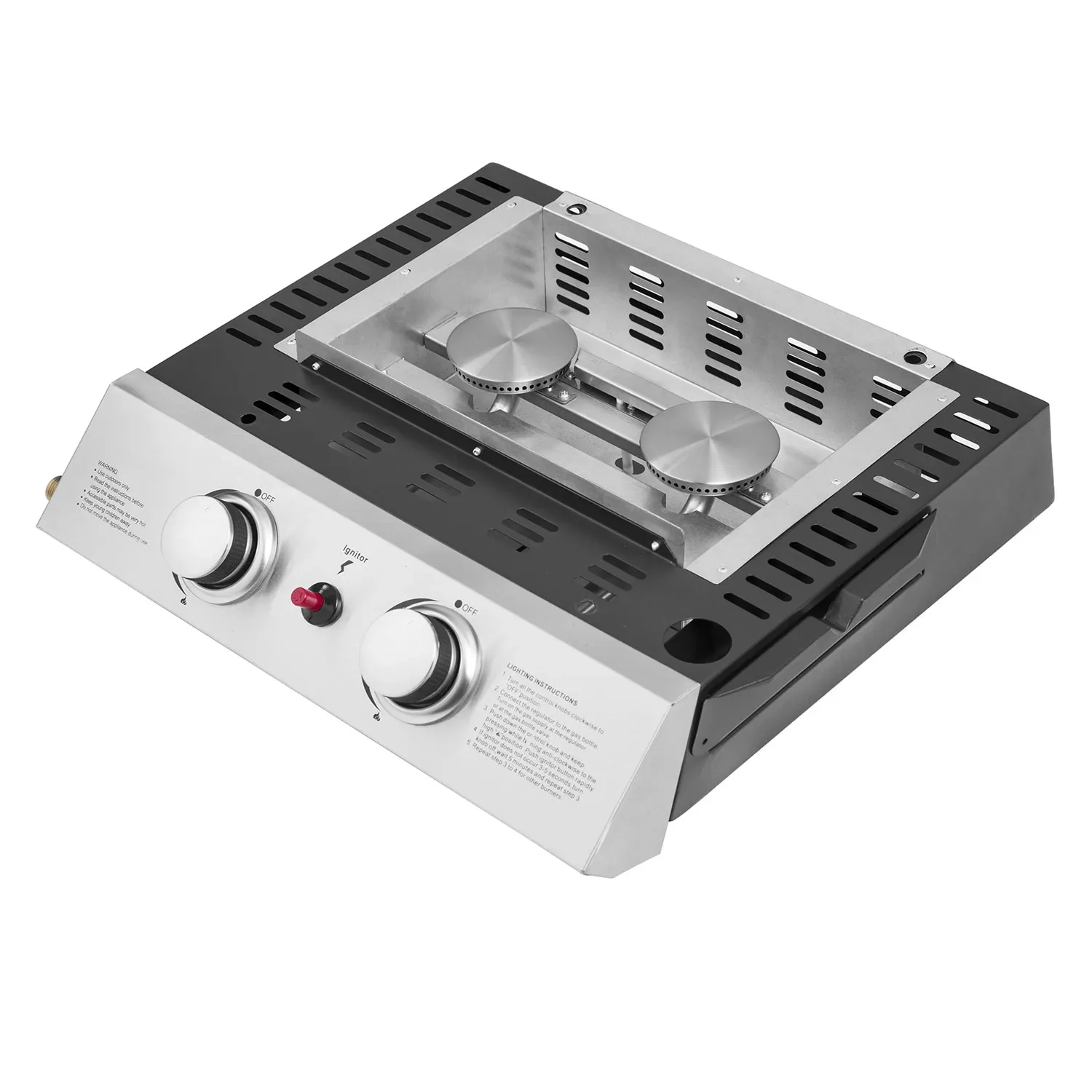 Illustration numéro 2 du produit Plancha au gaz 2 brûleurs en acier noir