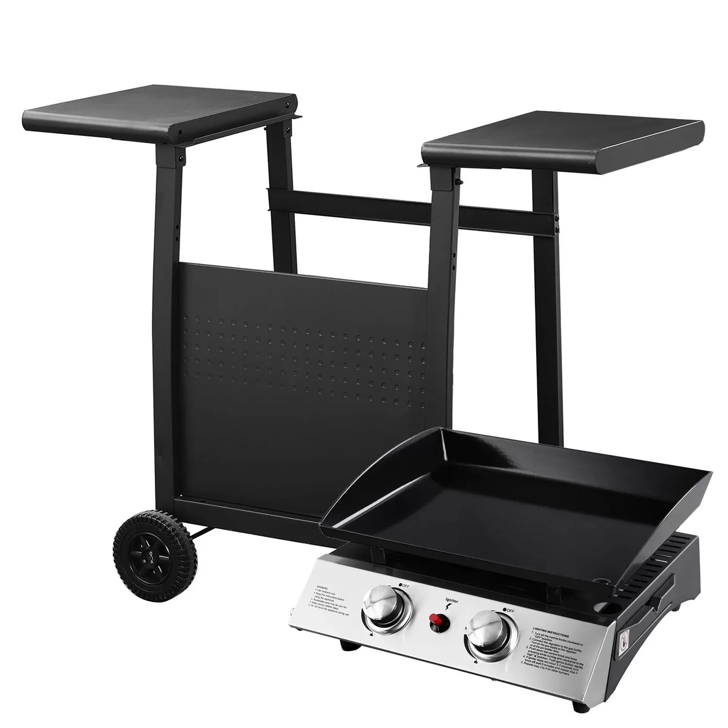 Illustration numéro 2 du produit Plancha au gaz 2 brûleurs en acier noire sur chariot