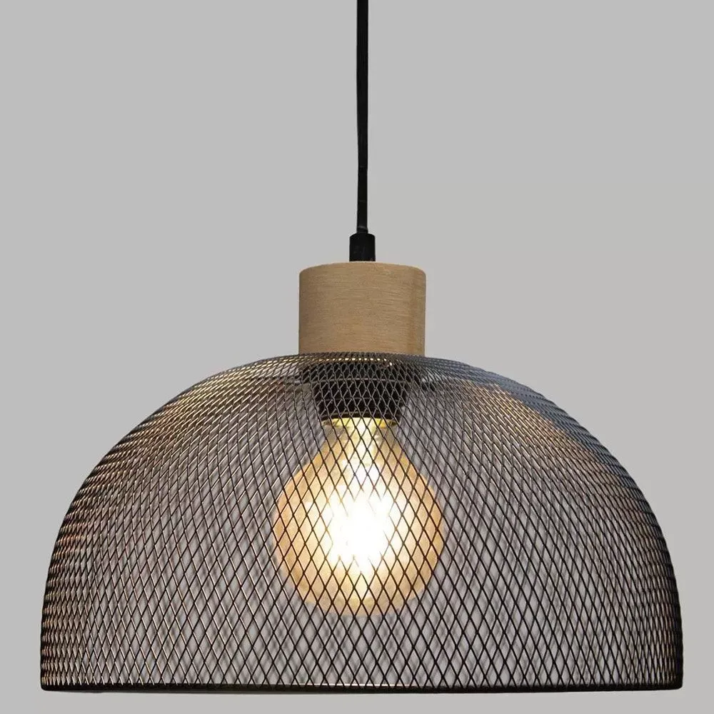 Illustration numéro 2 du produit Suspension métal et bois noir D30cm