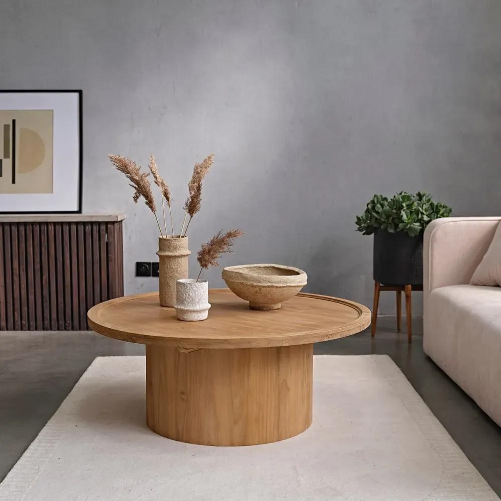 Illustration numéro 2 du produit Table basse en teck massif ronde