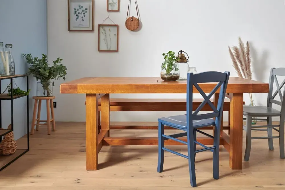 Illustration numéro 2 du produit Table de ferme bois chêne massif L220 chene moyen