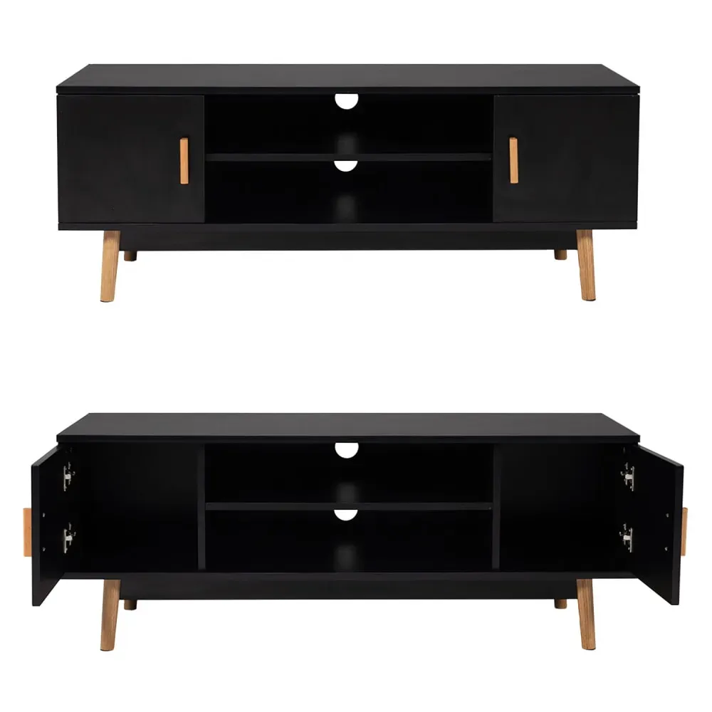 Illustration numéro 2 du produit Meuble TV style scandinave avec 2 portes noir