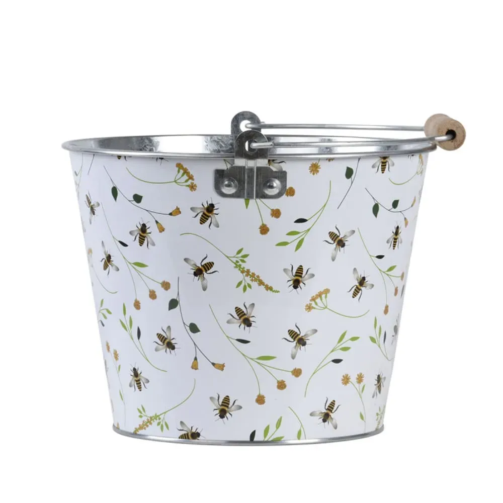 Illustration numéro 2 du produit Cache pot seau en zinc 27 cm imprimés abeilles