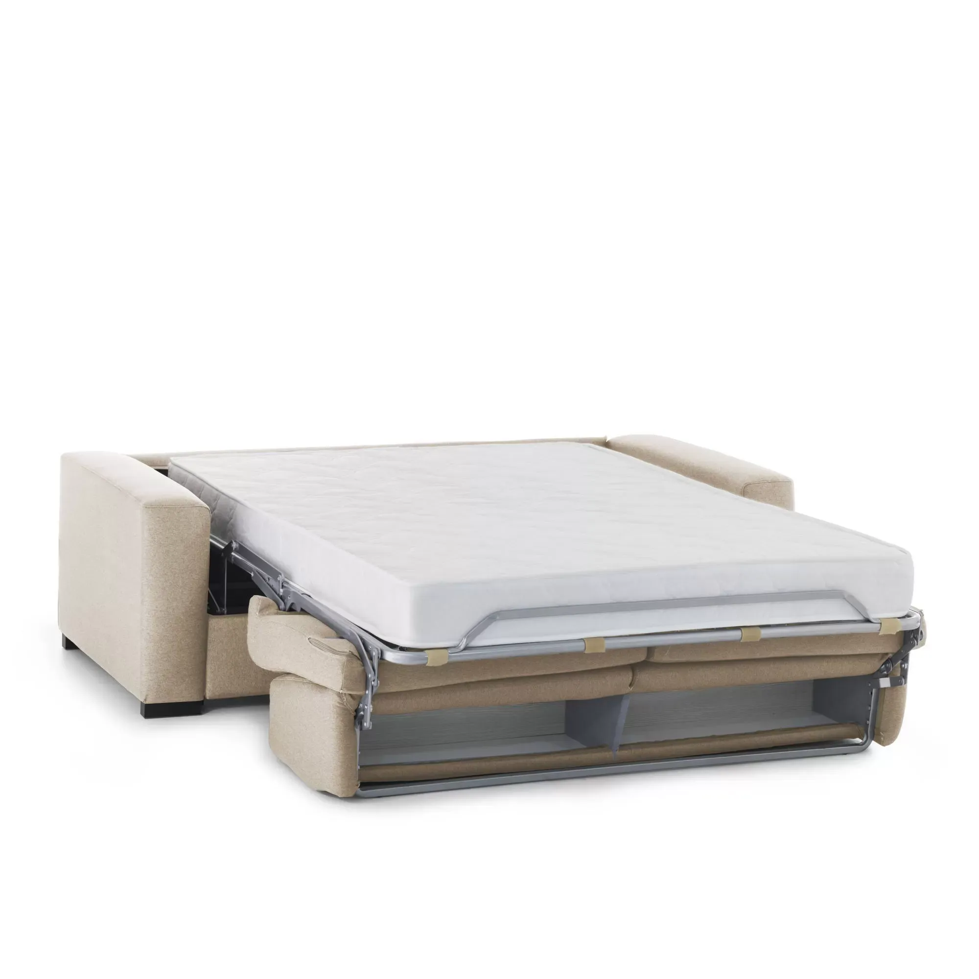 Illustration numéro 2 du produit Canapé lit 2 places en tissu beige 200x95 cm