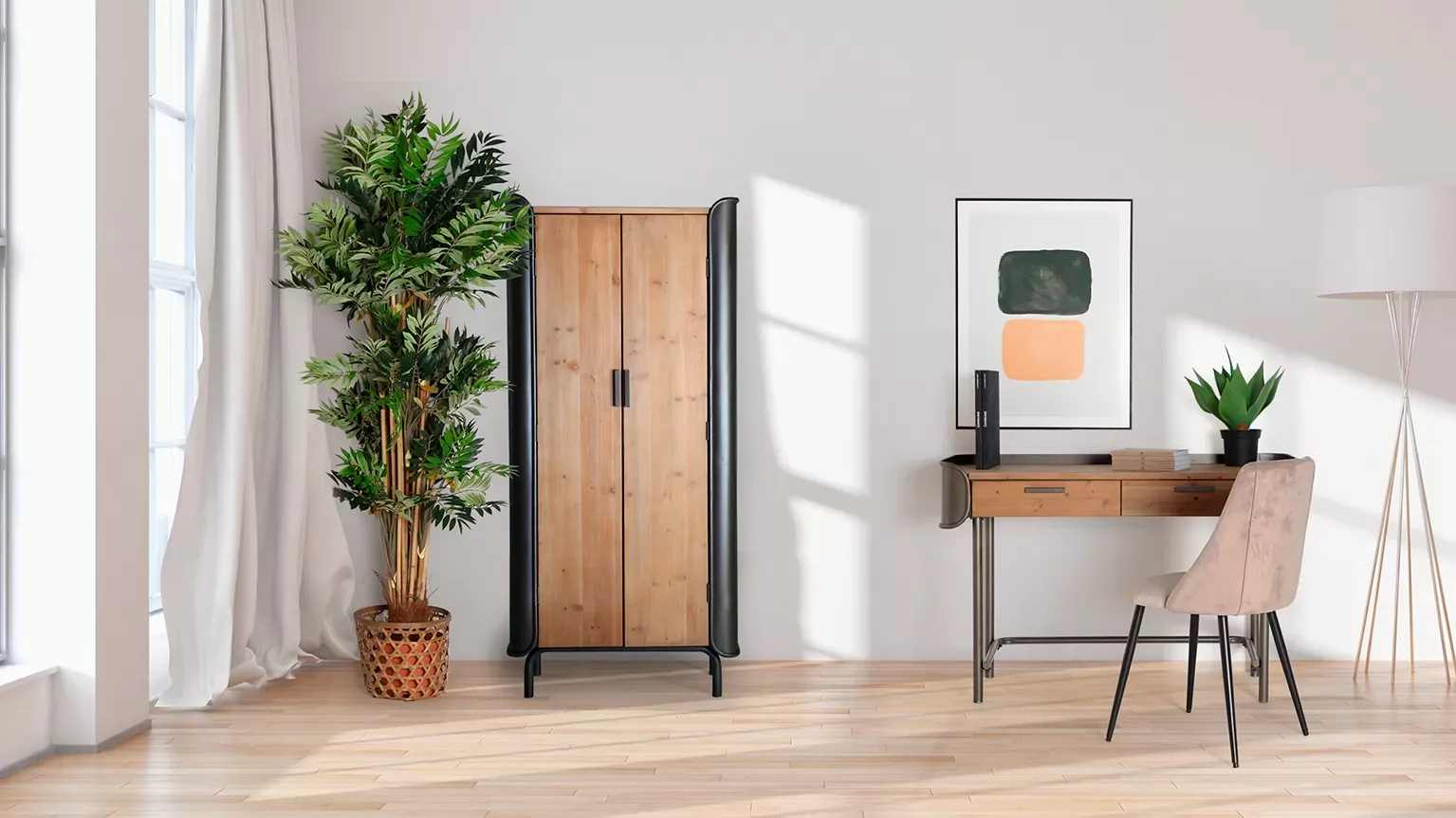 Illustration numéro 2 du produit Armoire en bois de sapin marron 81x40x171 cm