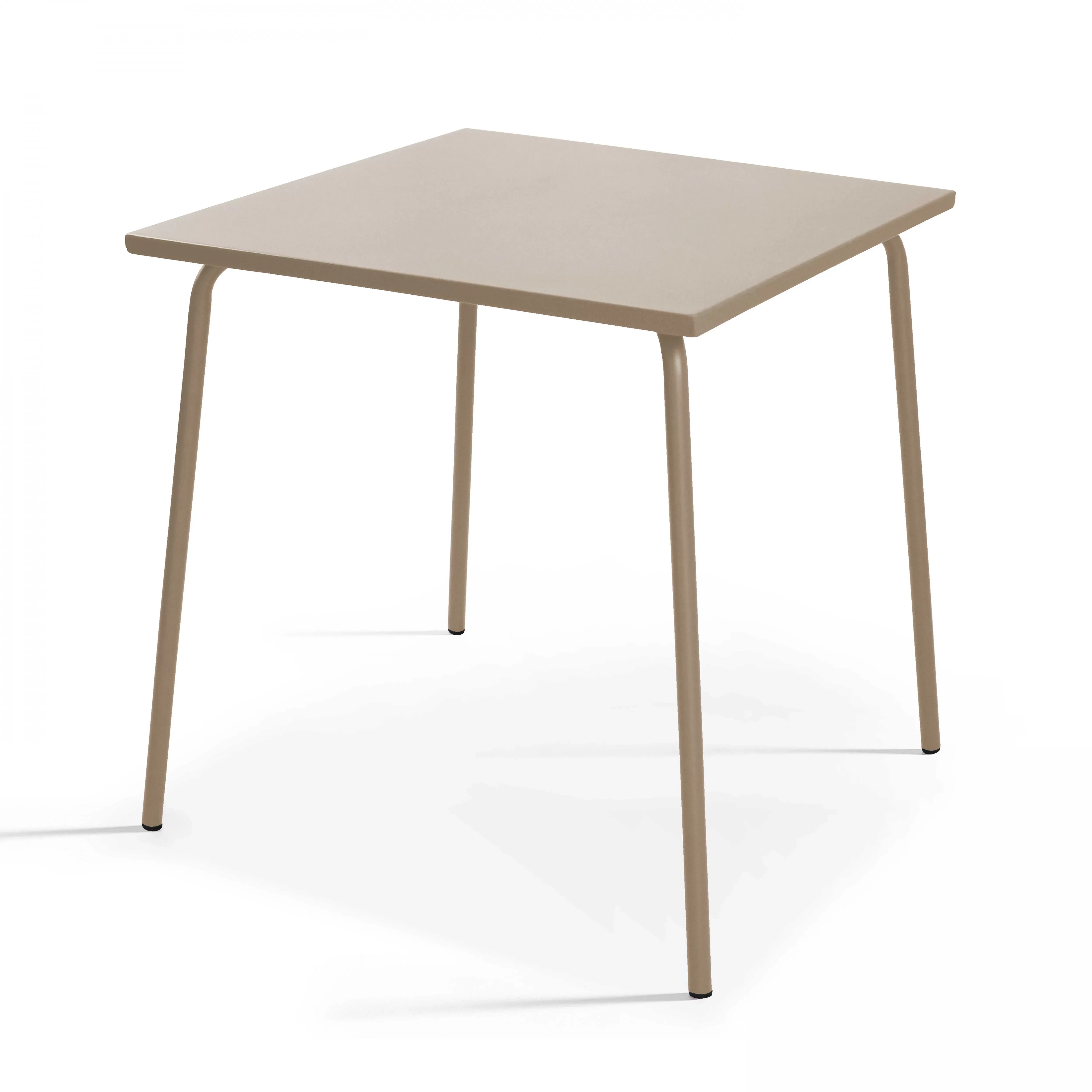 Illustration numéro 2 du produit Ensemble table de jardin carrée et 2 chaises acier taupe