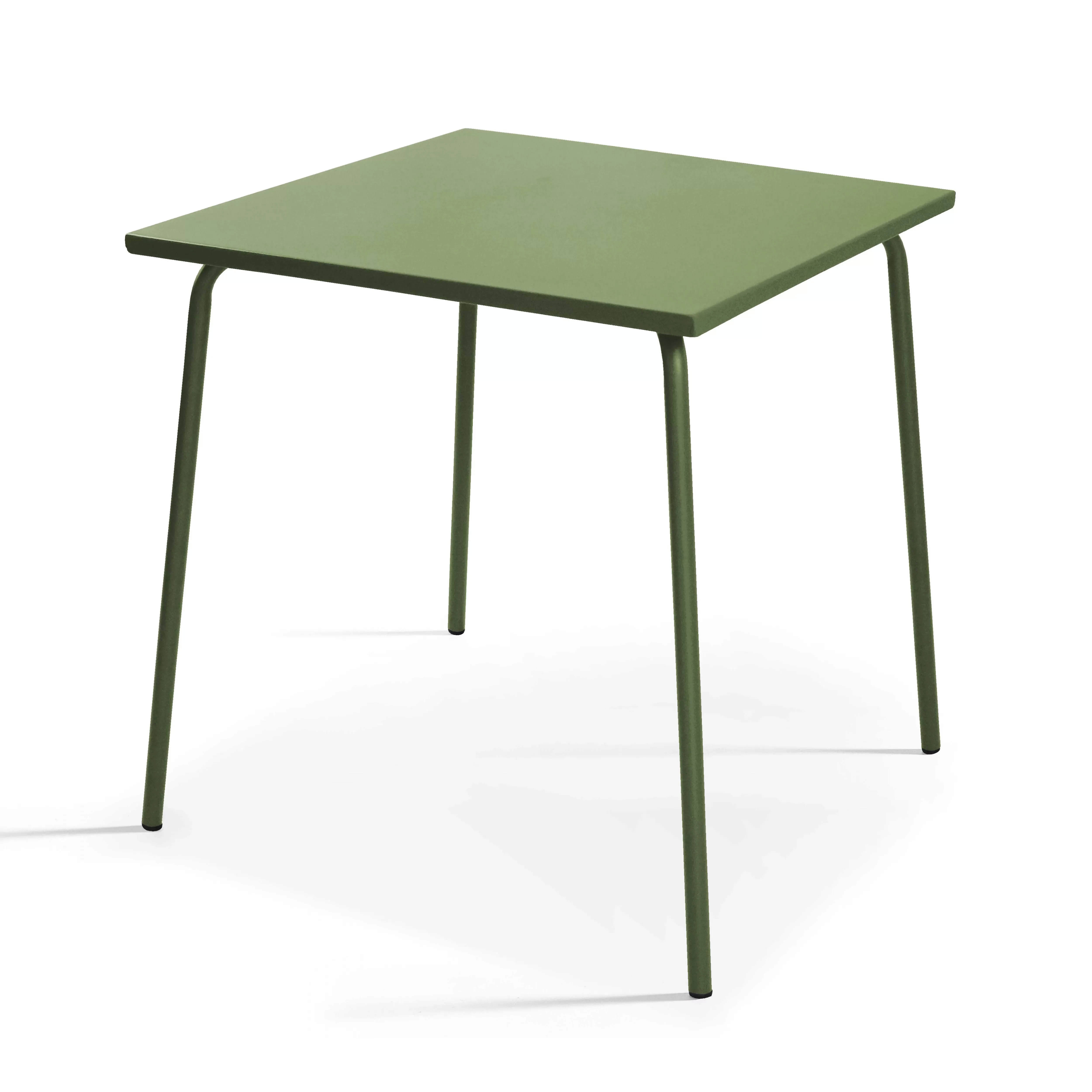 Illustration numéro 2 du produit Ensemble table de jardin carrée et 2 chaises acier vert cactus