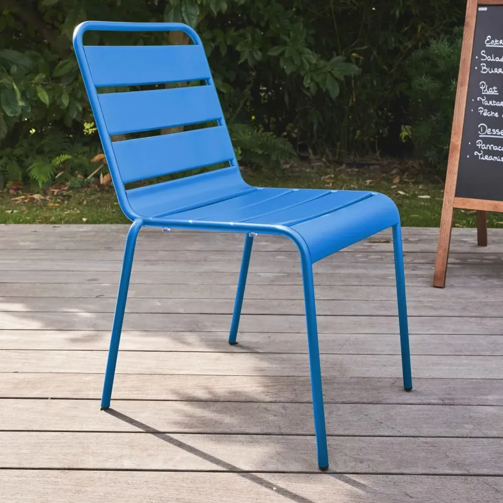 Illustration numéro 2 du produit Chaise de jardin en métal bleu pacific