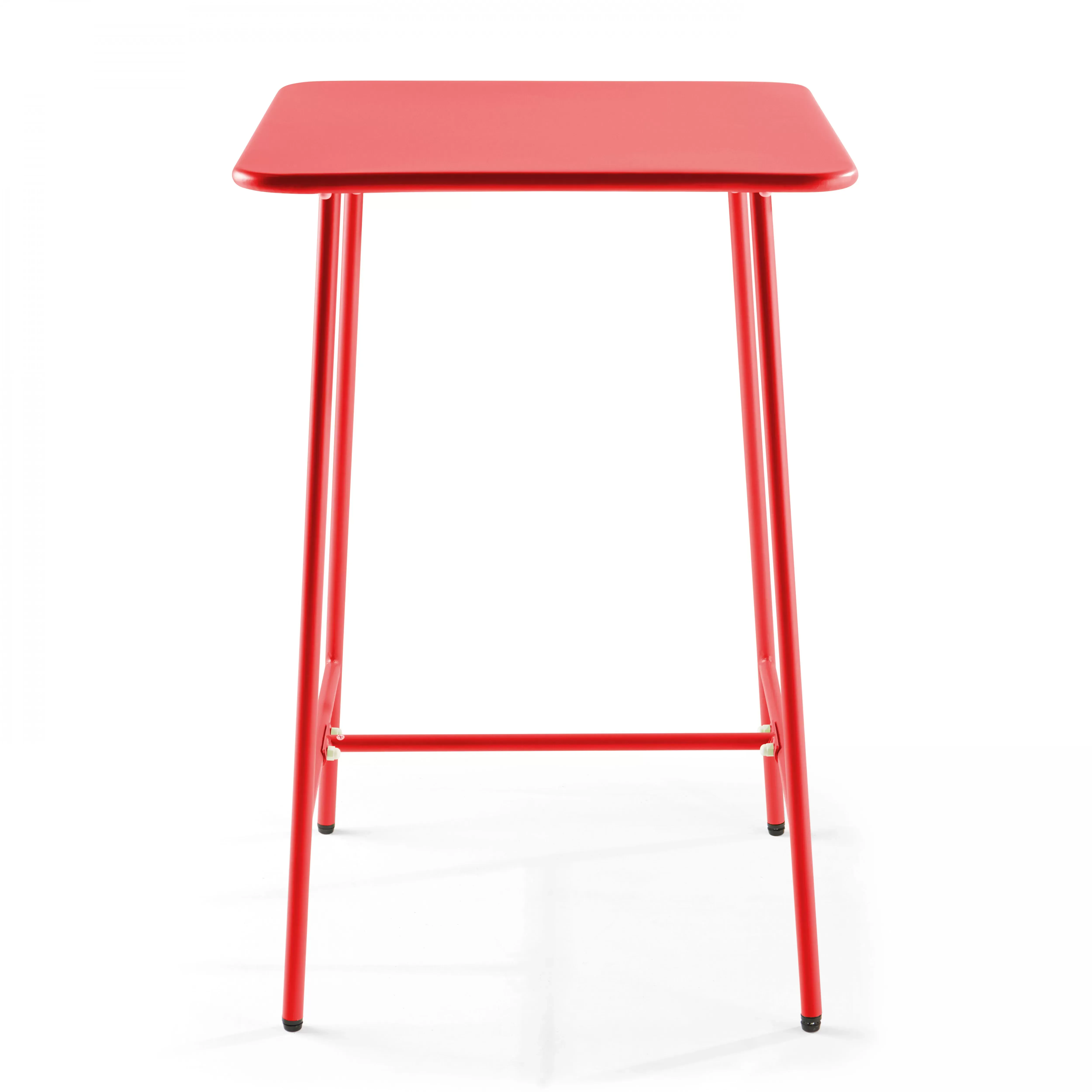 Illustration numéro 2 du produit Table haute de jardin carrée en acier rouge