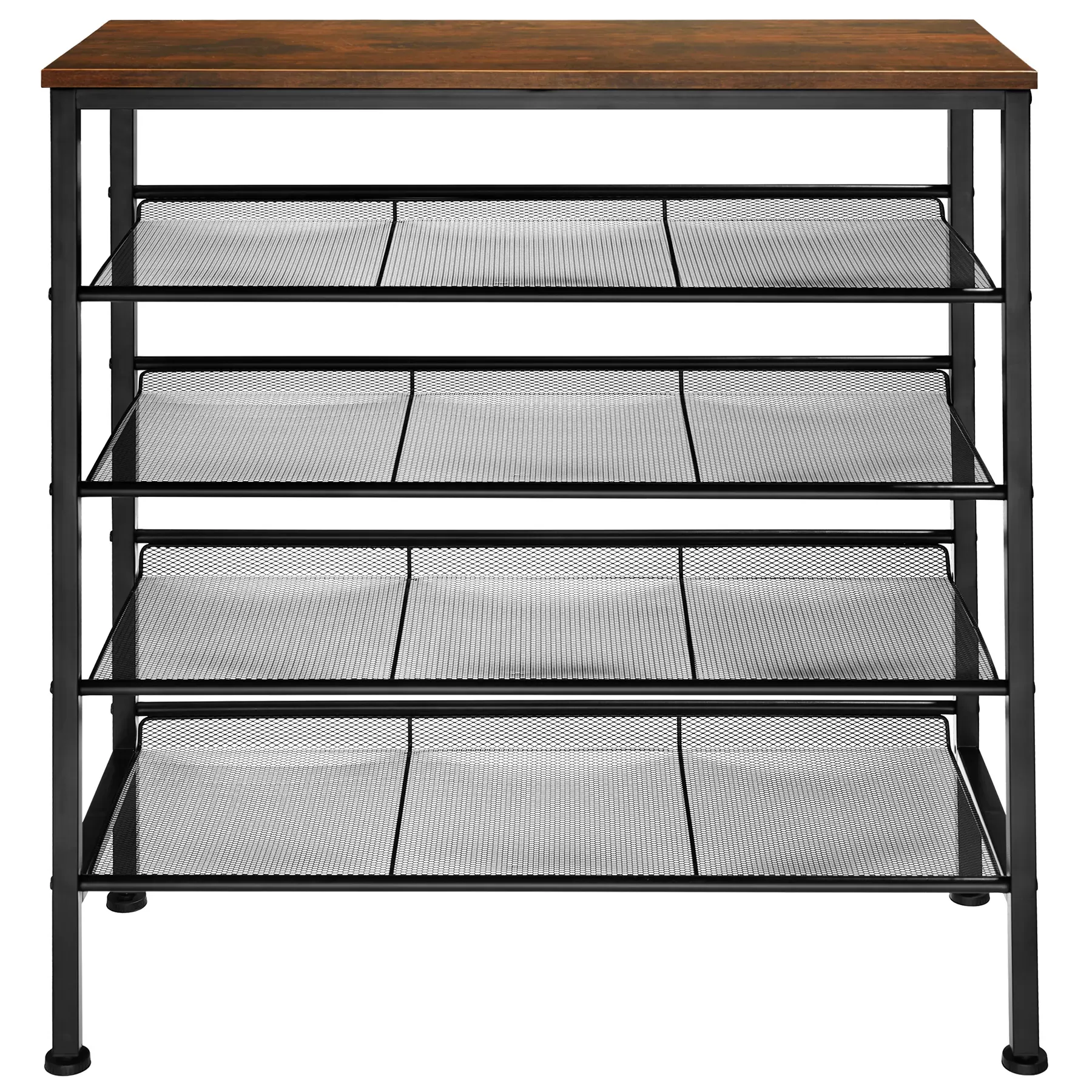 Illustration numéro 2 du produit Étagère à chaussures Style industriel 755x305x855cm Bois foncé