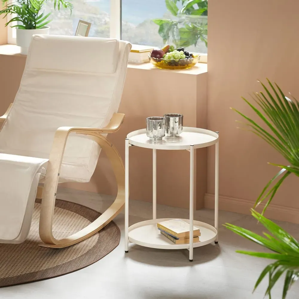 Illustration numéro 2 du produit Table d'appoint au style industriel avec plateaux amovibles