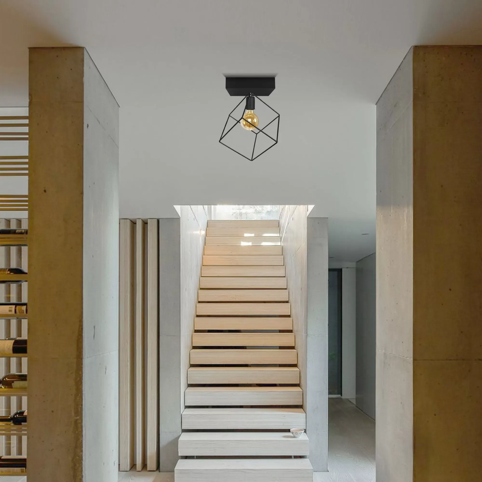 Illustration numéro 2 du produit Plafonnier  métal,Noir ,H37xD35xP35cm