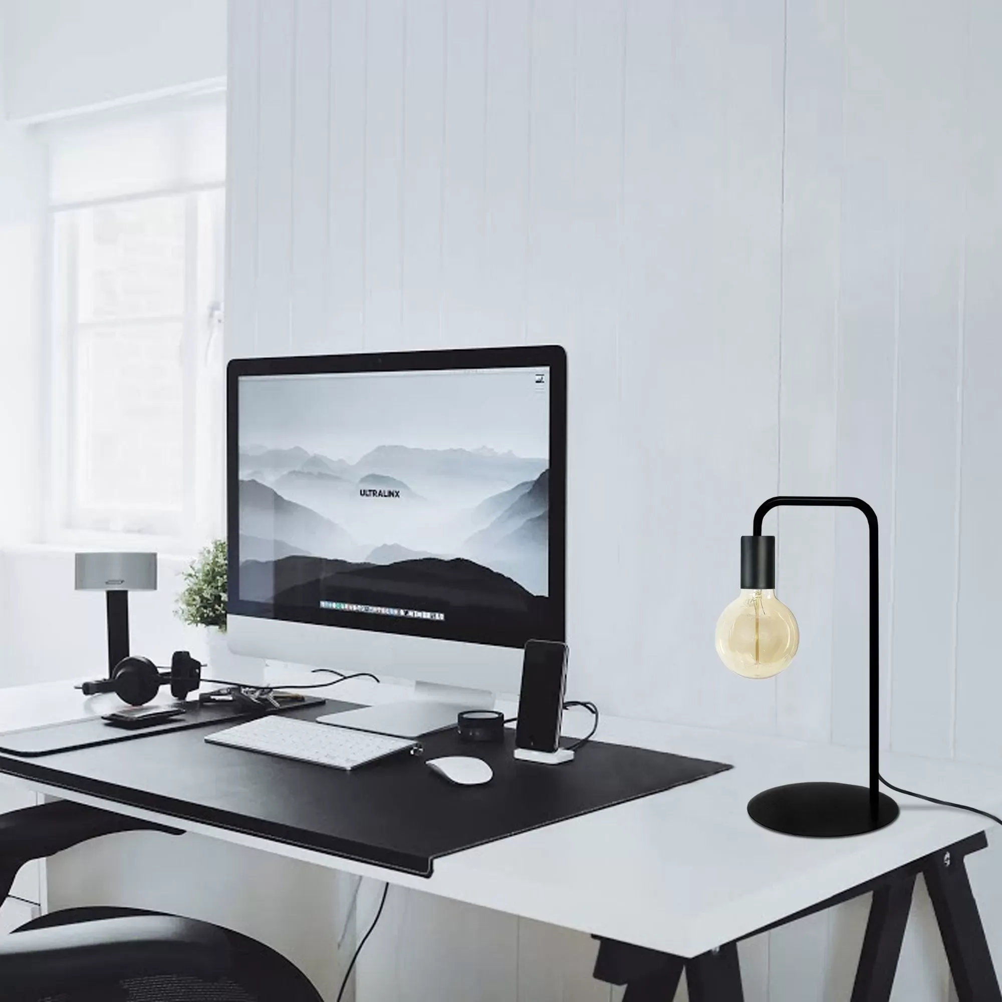 Illustration numéro 2 du produit Lampes à poser bureau métal,Noir , H 45xD18xP22cm