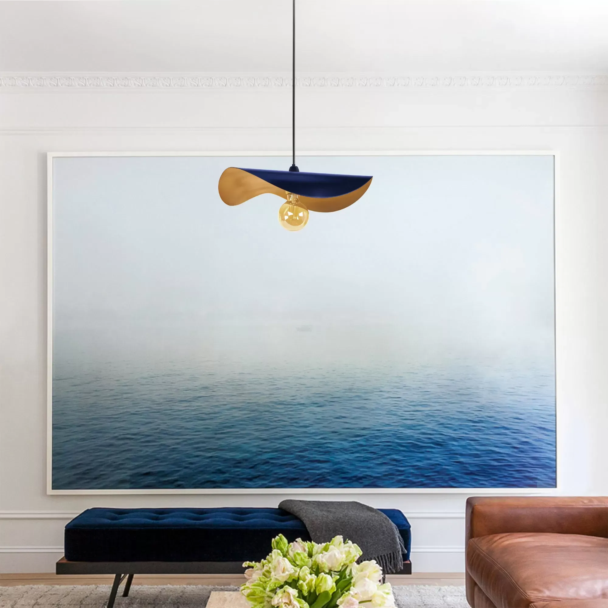 Illustration numéro 2 du produit Suspension  métal,Bleu, H 65xD40xP40cm