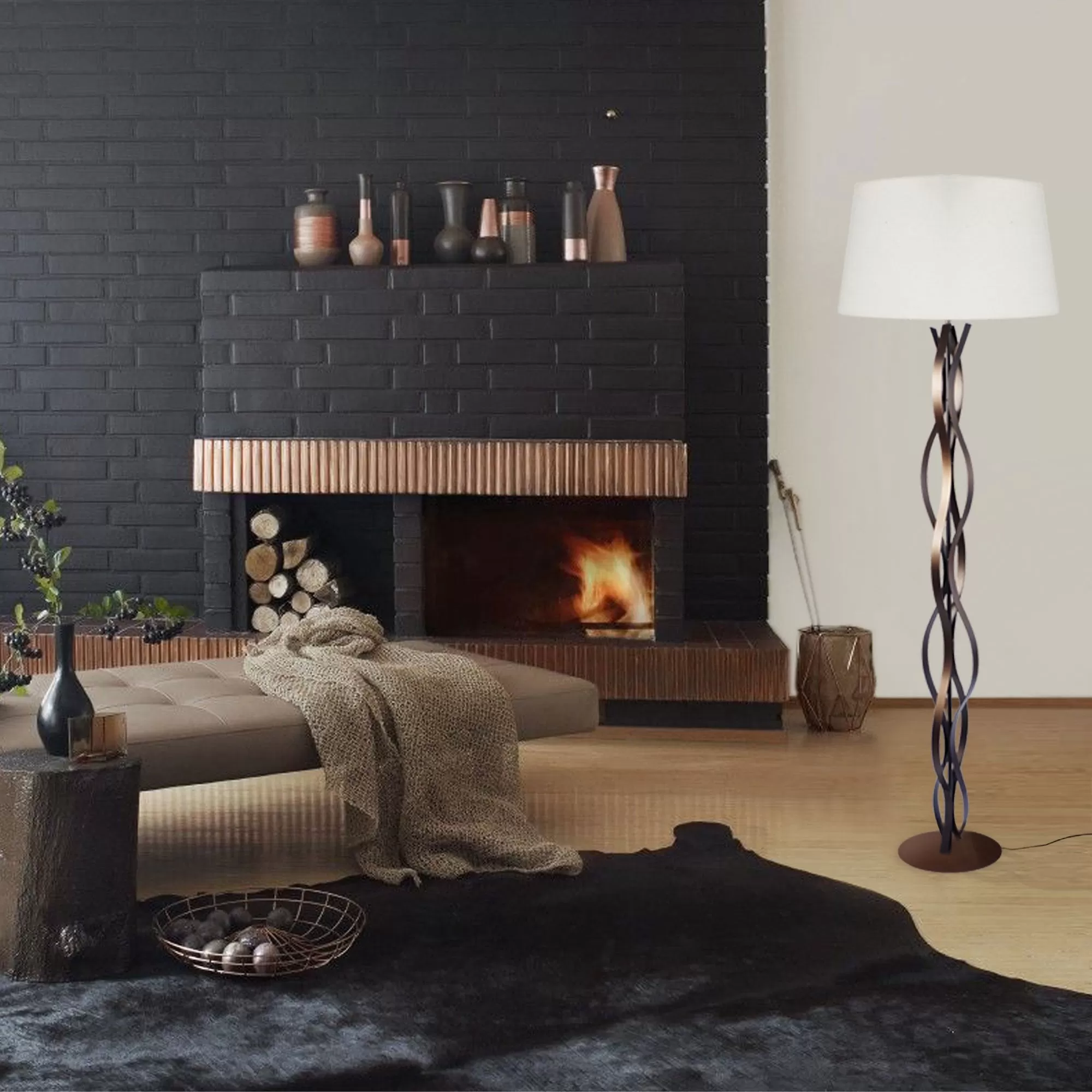 Illustration numéro 2 du produit Lampadaire métal bronze