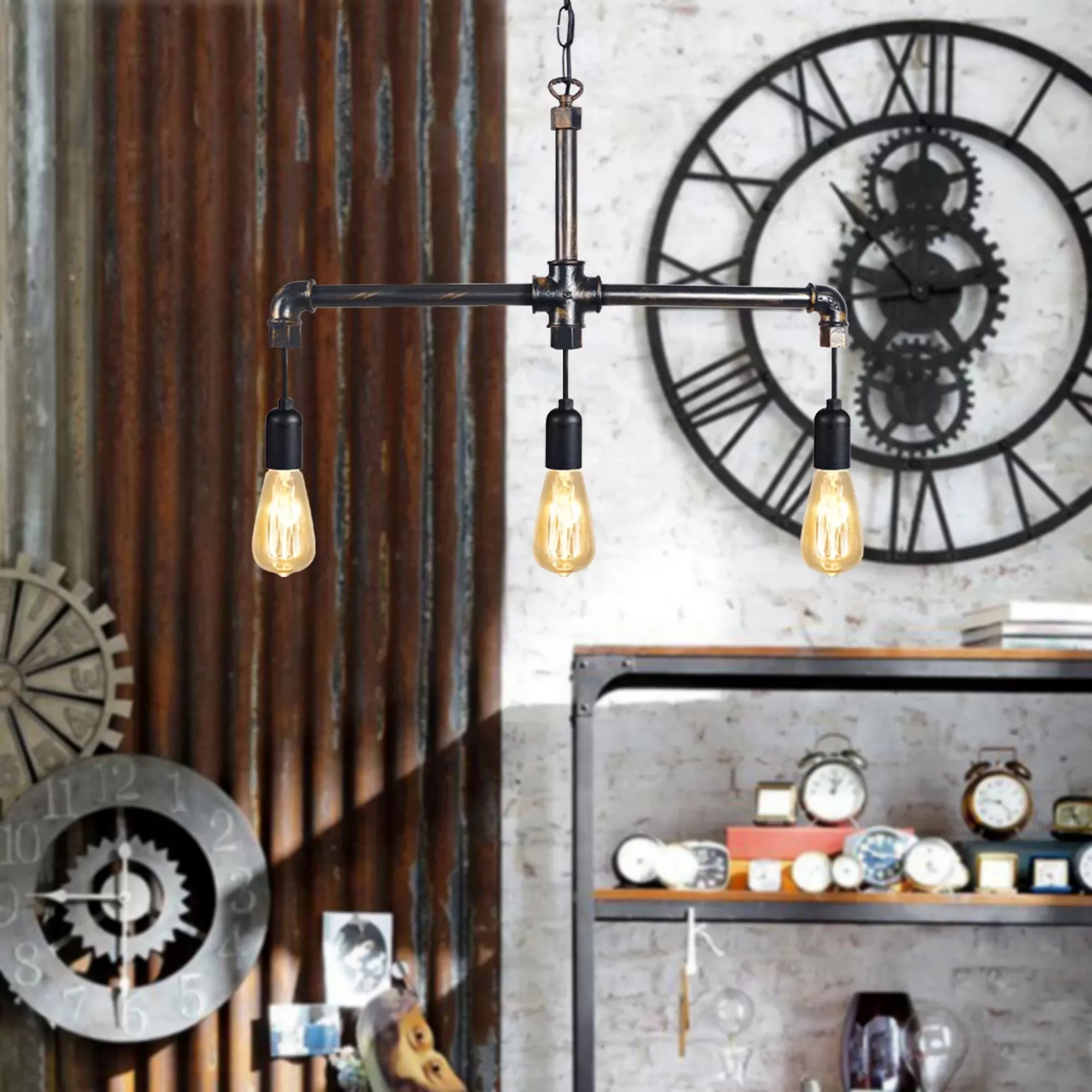 Illustration numéro 2 du produit Lustre  métal,Noir ,H80xD5xP65cm