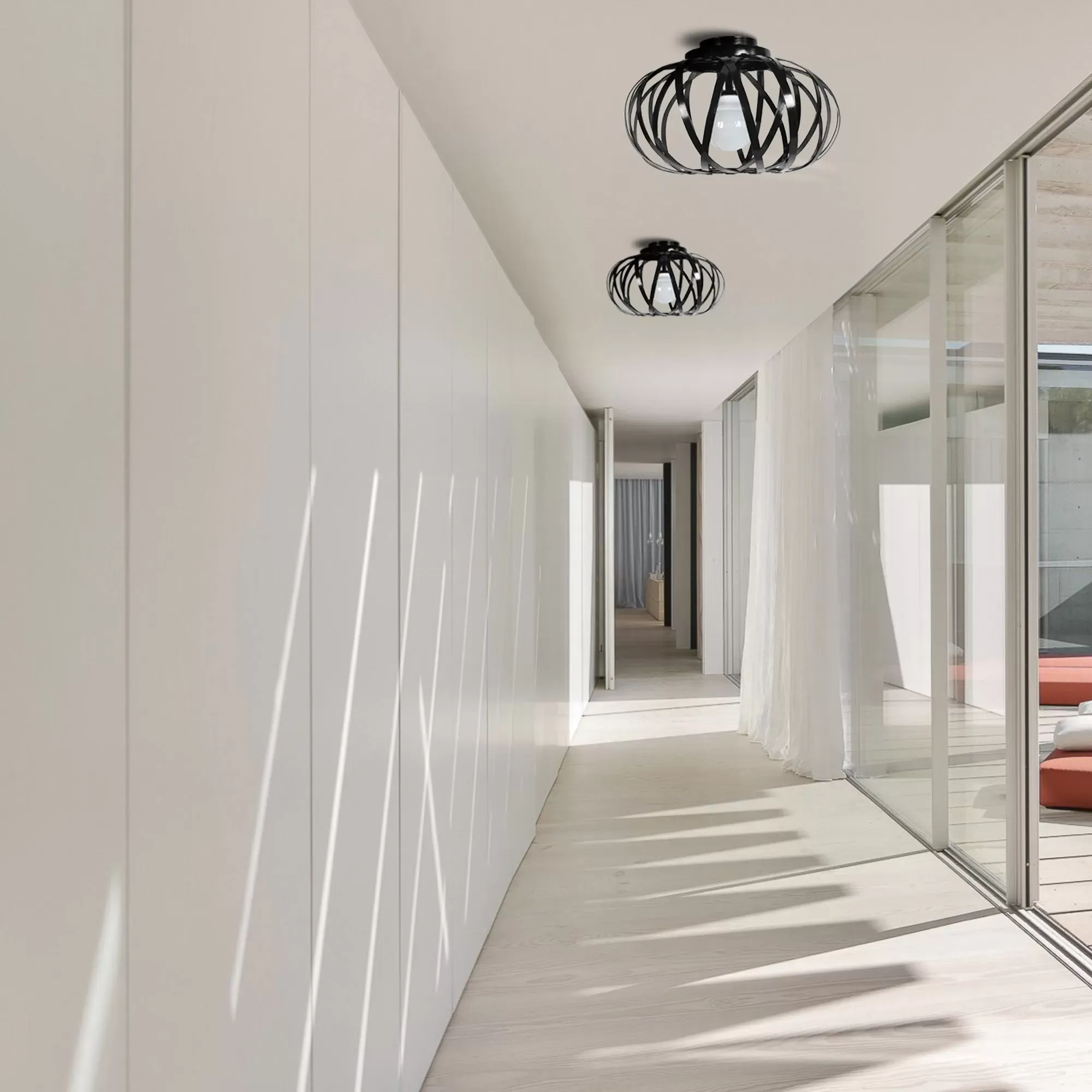 Illustration numéro 2 du produit Plafonnier  métal,Noir ,H22xD35xP35cm