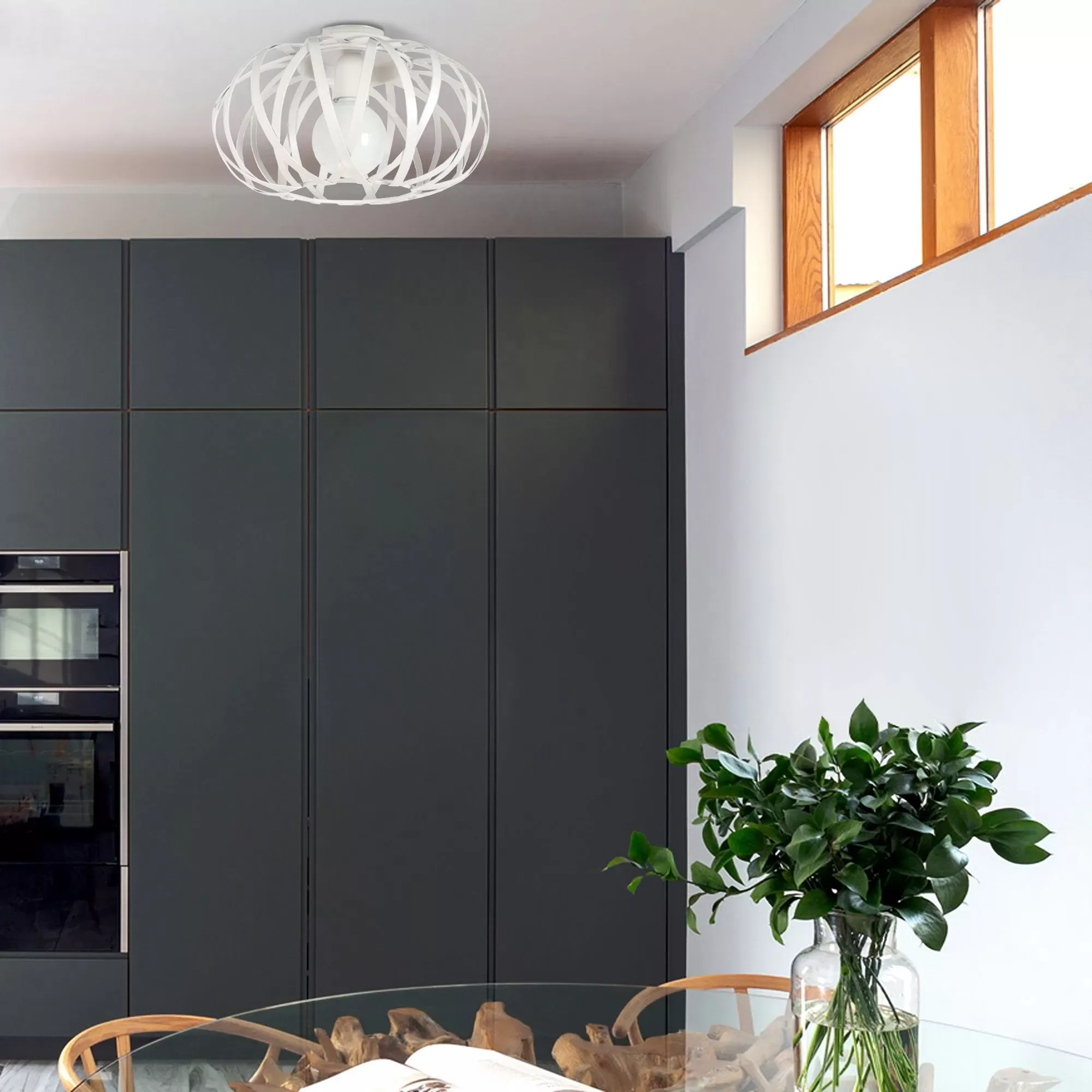 Illustration numéro 2 du produit Plafonnier  métal,Blanc  ,H22xD35xP35cm