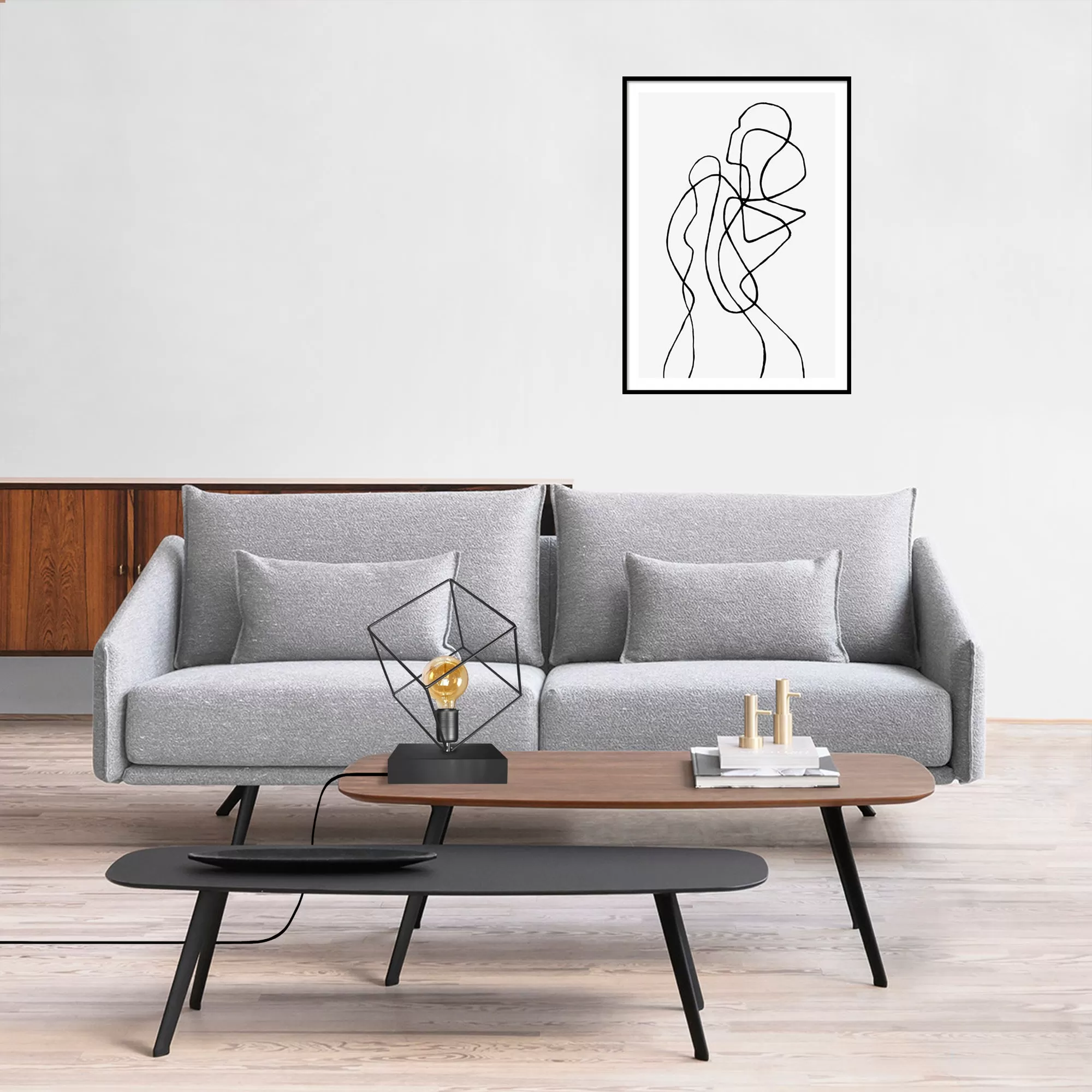 Illustration numéro 2 du produit Lampes à poser  métal,anthracite,H37xD35xP35cm