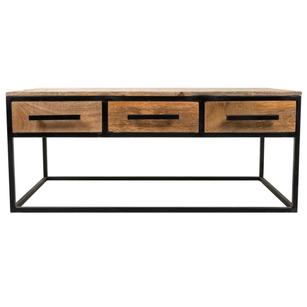 Illustration numéro 2 du produit Table basse en bois et métal marron 119x61x48h