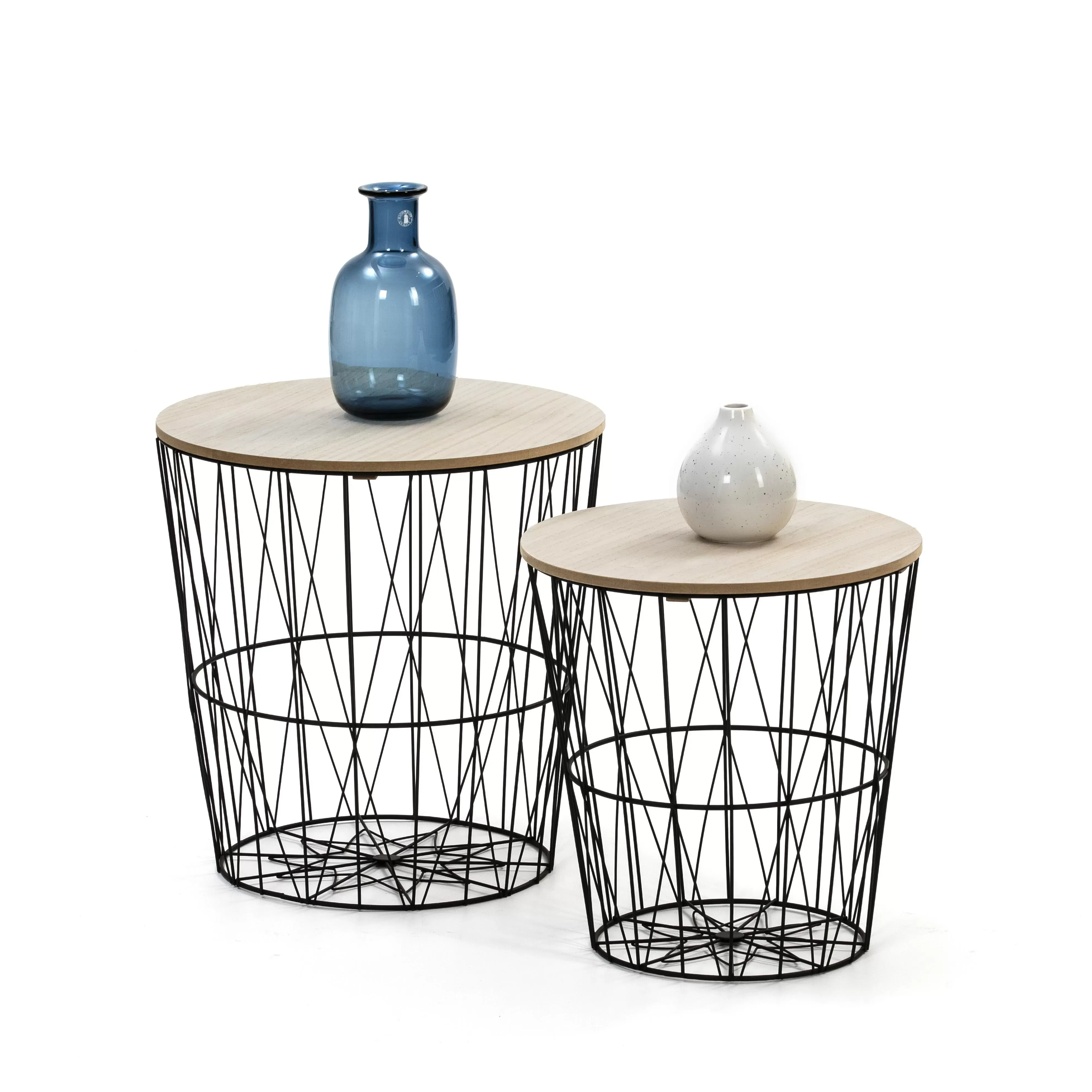 Illustration numéro 2 du produit Set de 2 Tables basses,plateau en placage de bois naturel