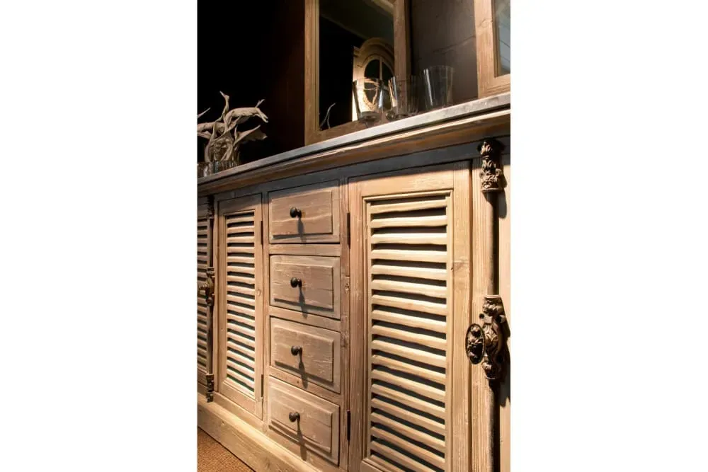 Illustration numéro 2 du produit Meuble de salle de bain double vasque en bois et pierre L177