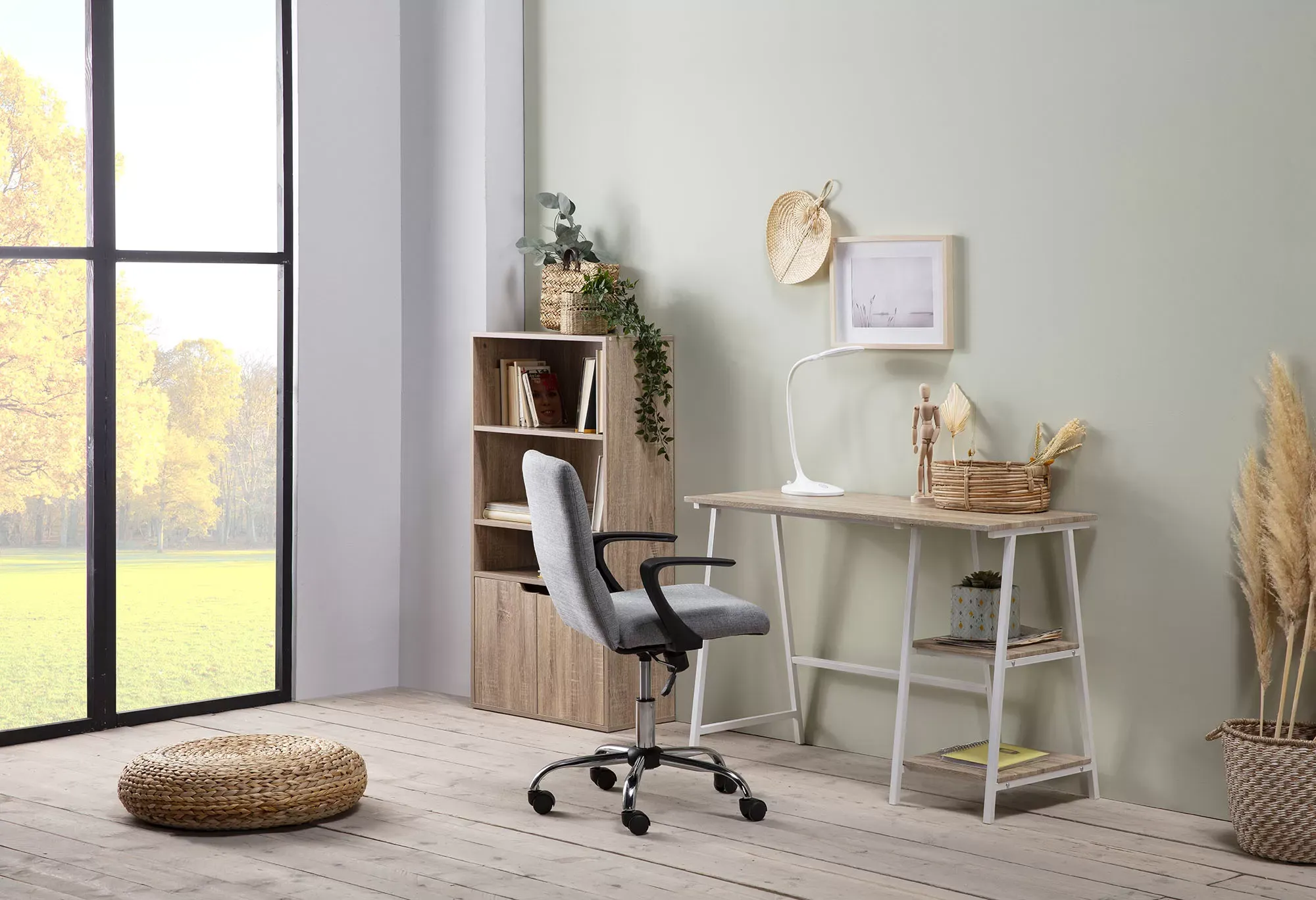 Illustration numéro 2 du produit Bureau blanc, table pour pc, style industriel, 105 cm longueur