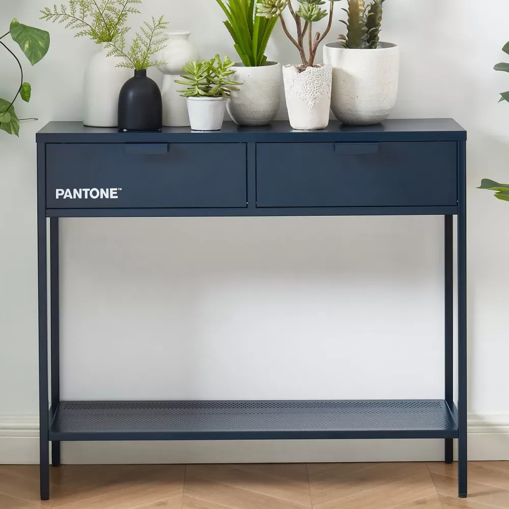 Illustration numéro 2 du produit Console métal bleu nuit 100cm