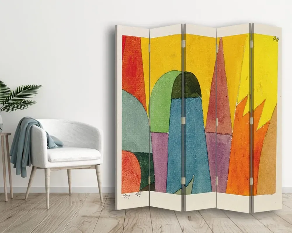 Illustration numéro 2 du produit Paravent With The Mauve Triangle - Paul Klee cm 180x170 (5 volets)