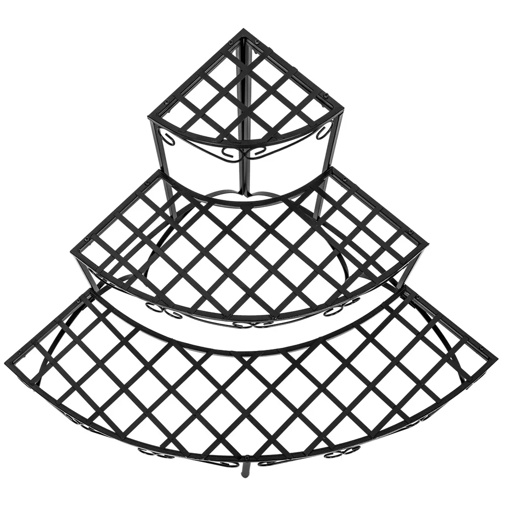 Illustration numéro 2 du produit Étagère pour plantes droite à 3 niveaux noir