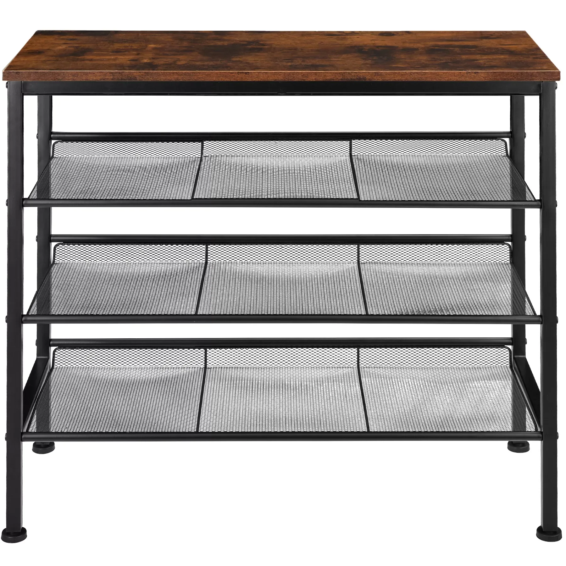 Illustration numéro 2 du produit Étagère à chaussures Style industriel 755x305x695cm Bois foncé