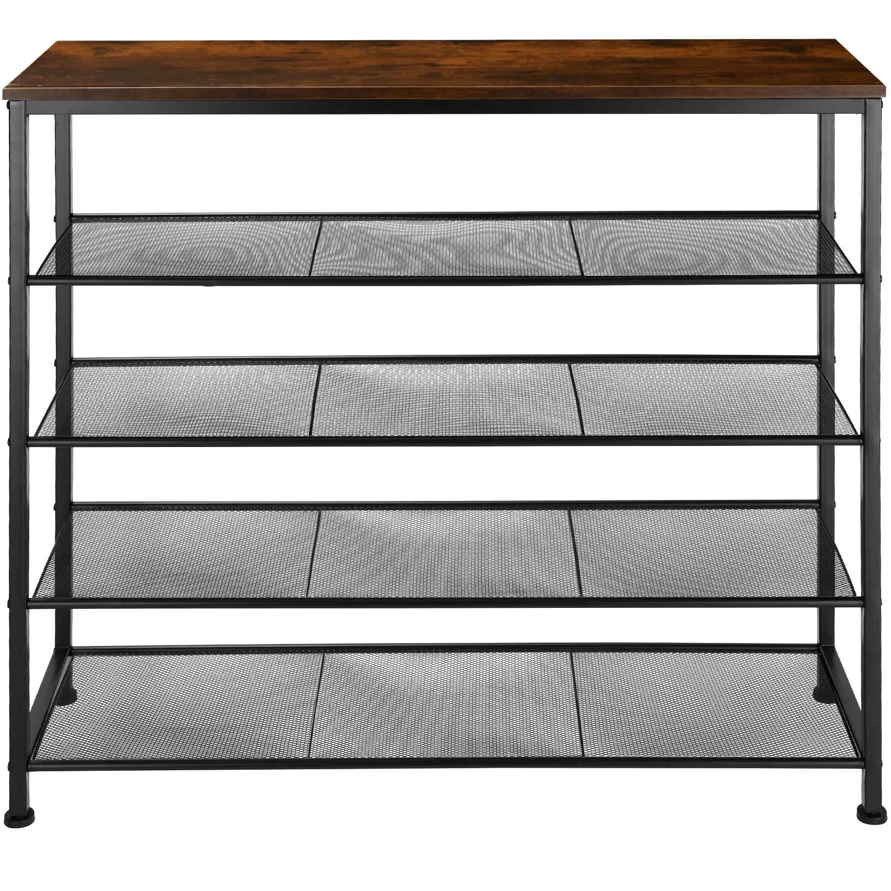 Illustration numéro 2 du produit Étagère à chaussures Style industriel 100x305x 93cm Bois foncé