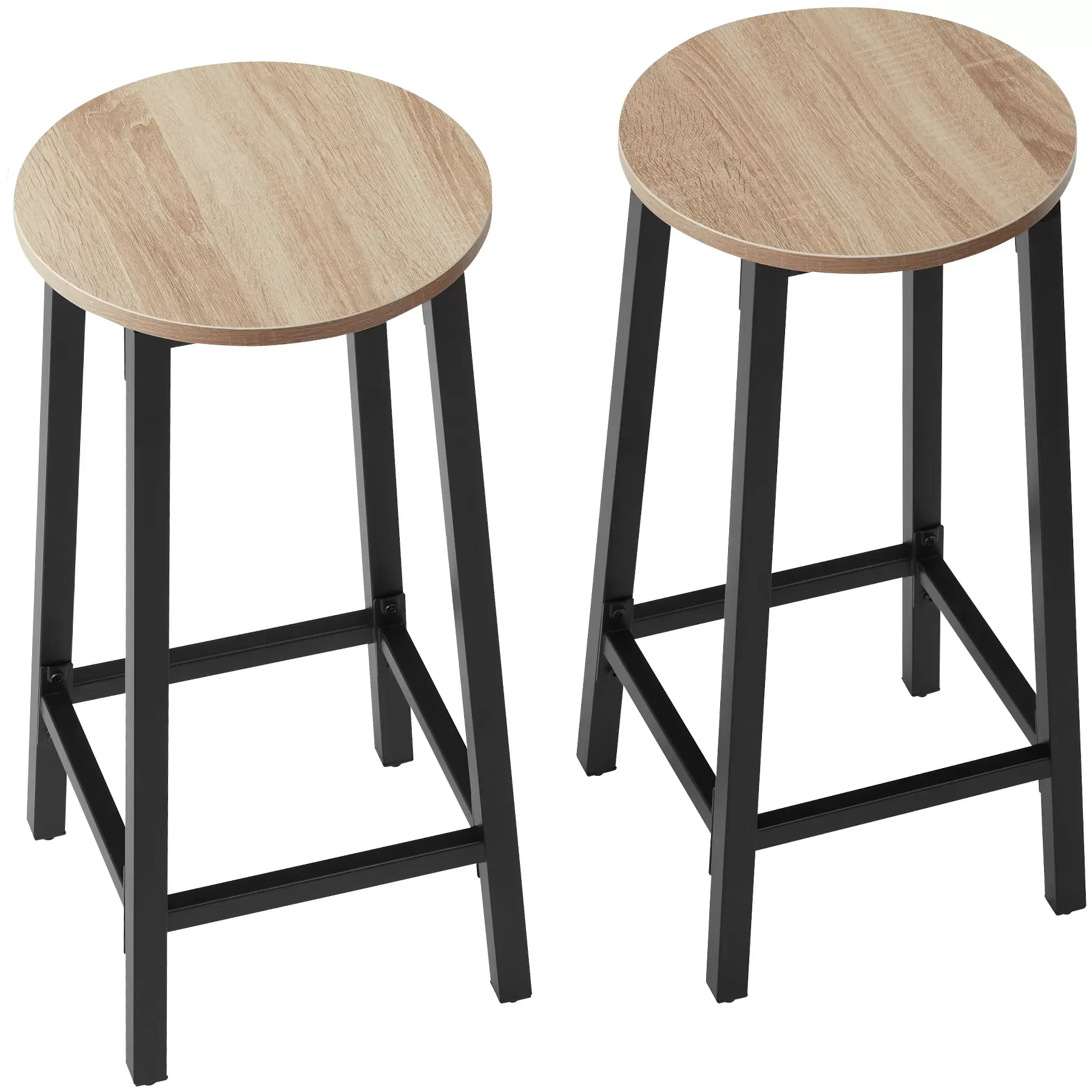 Illustration numéro 2 du produit Lot de 2 tabourets de bar en Bois et acier Hauteur 66 cm Bois clair