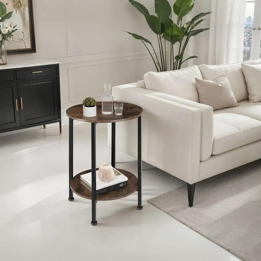 Illustration numéro 2 du produit Table d'appoint Style industriel 45 x 64 cm bois foncé