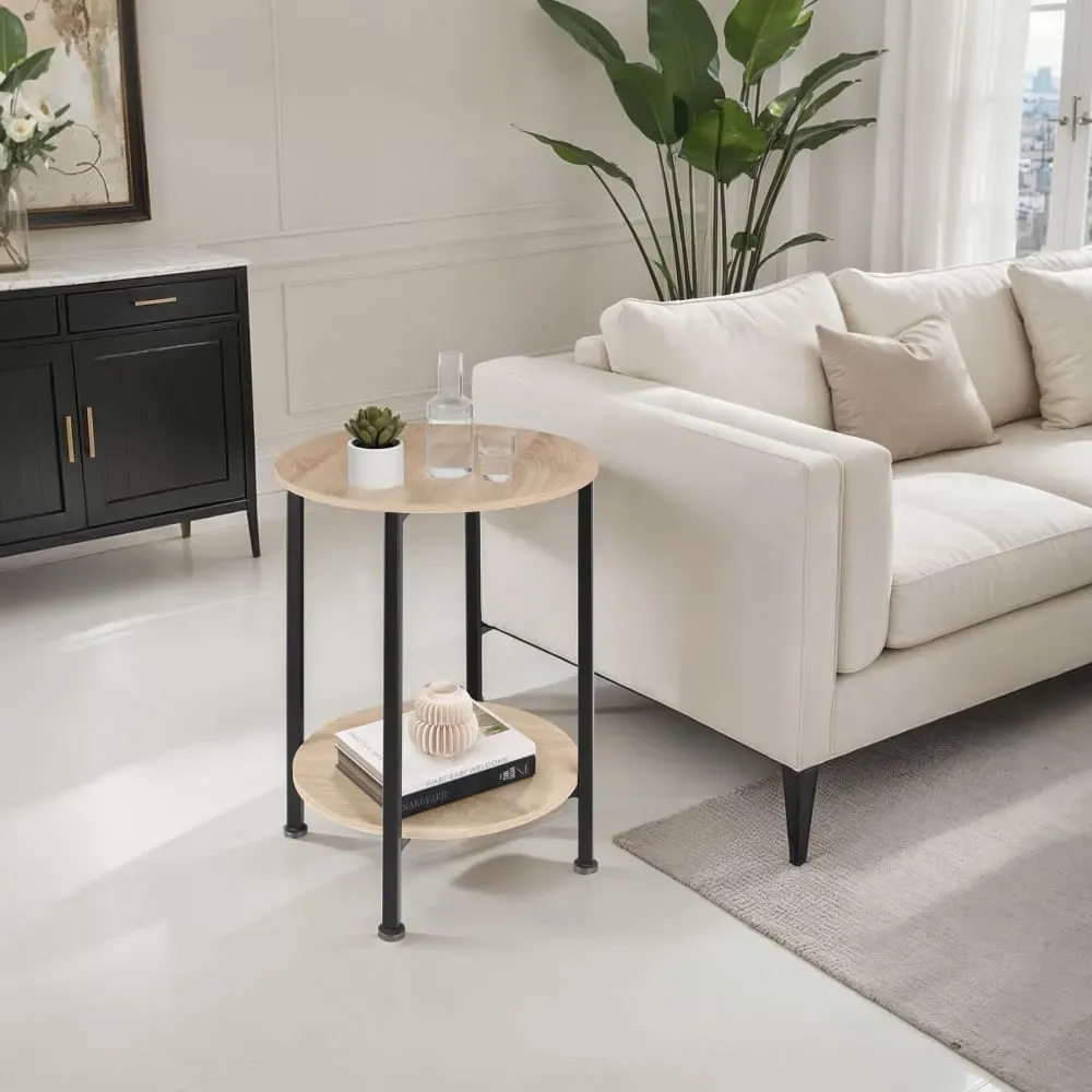 Illustration numéro 2 du produit Table d'appoint Style industriel 45 x 64 cm bois clair