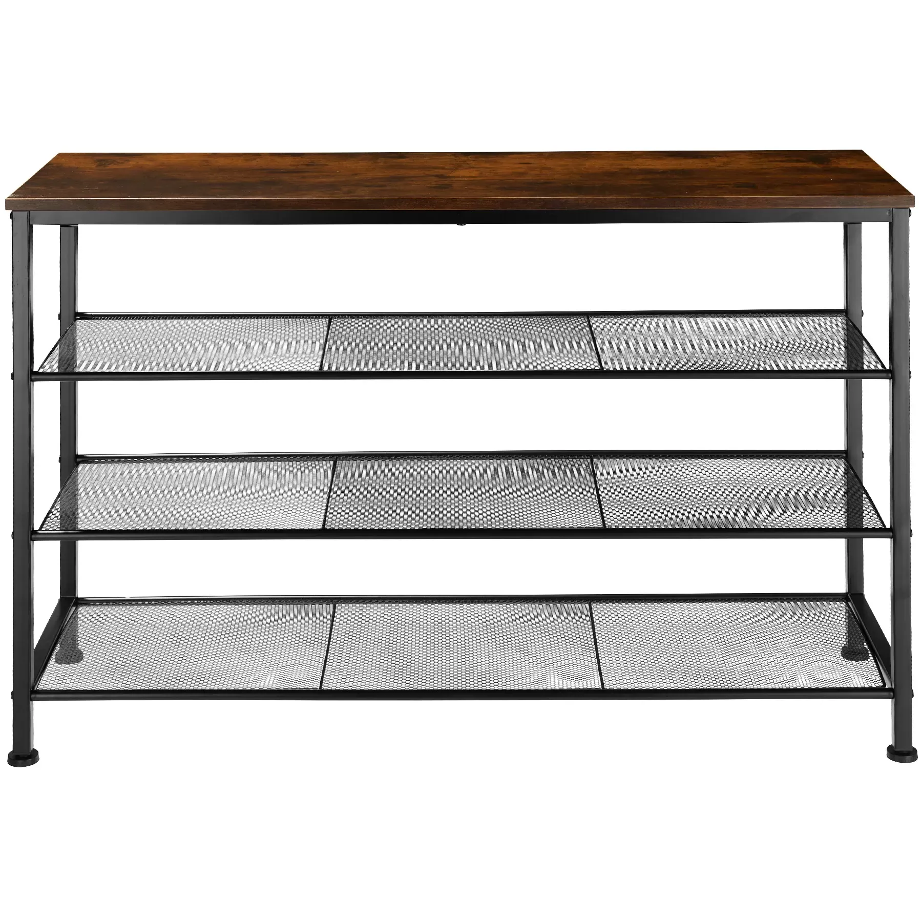 Illustration numéro 2 du produit Étagère à chaussures Style industriel 100x305x725cm Bois foncé