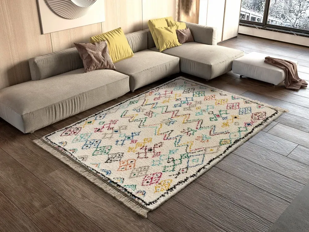 Illustration numéro 2 du produit Tapis berbère crème/multicolore 135x190 cm