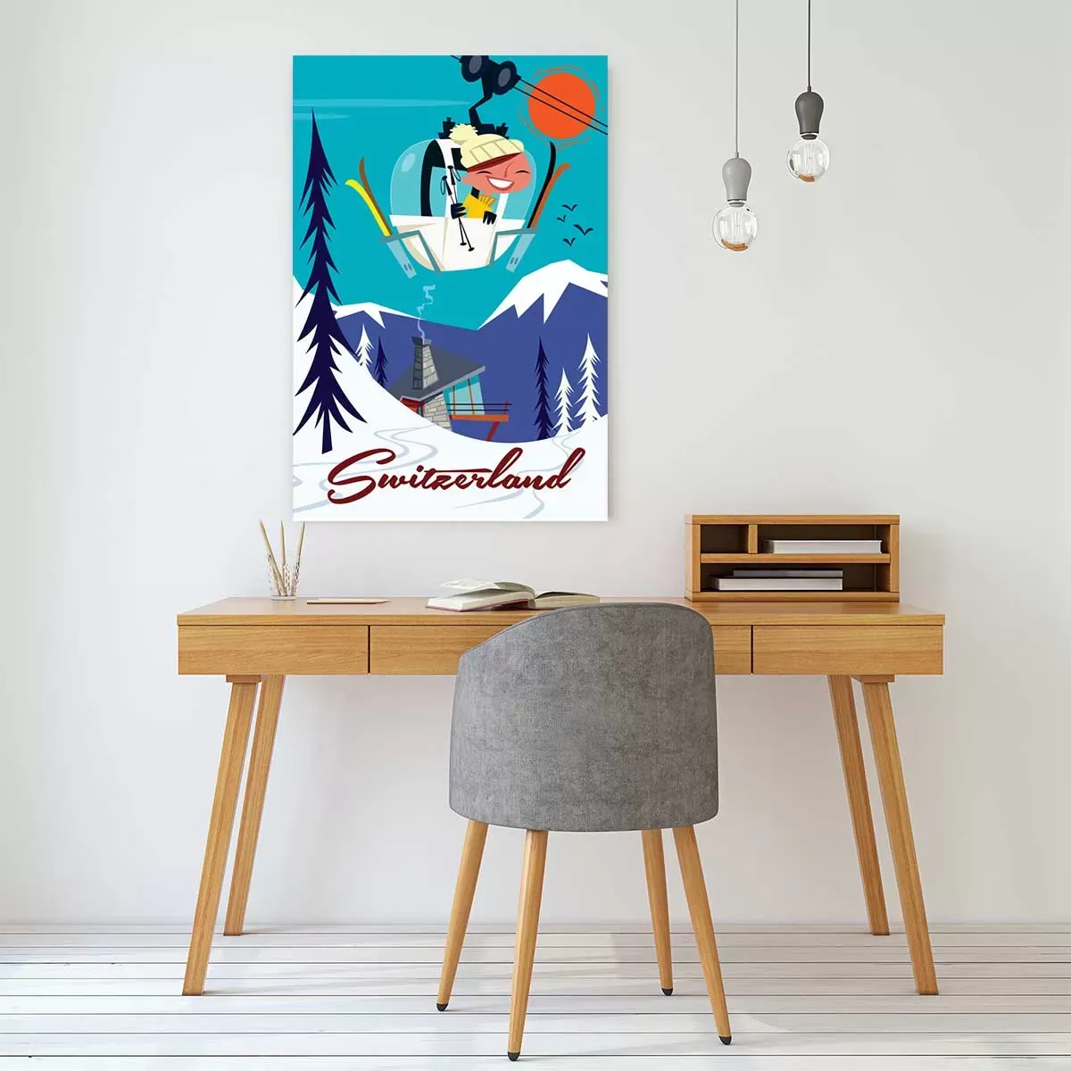 Illustration numéro 2 du produit Tableau voyage en Suisse imprimé sur toile 30x45 cm