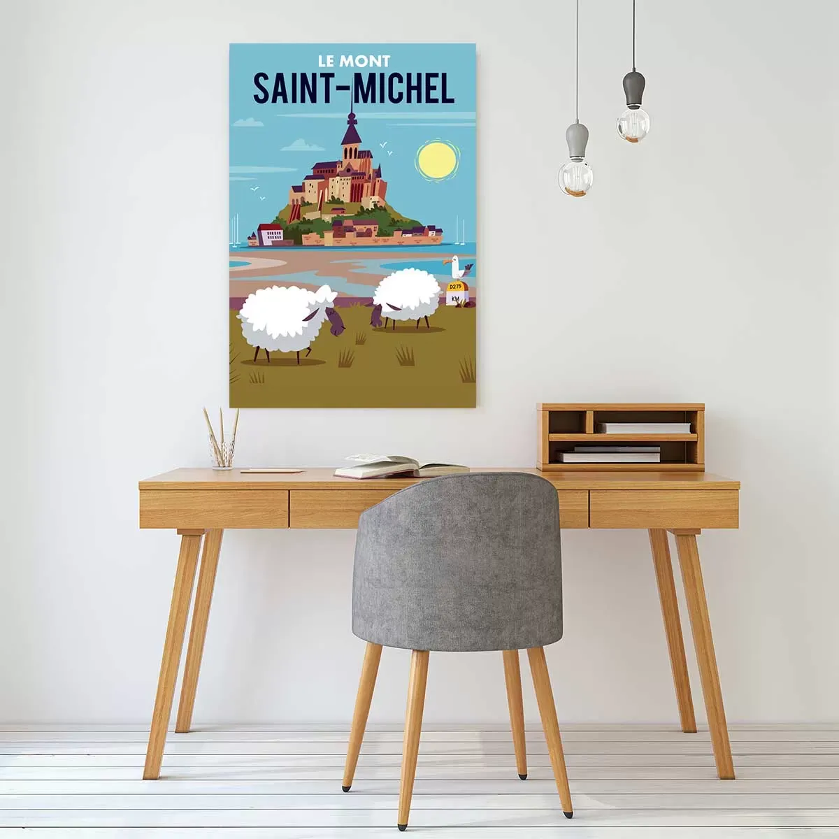 Illustration numéro 2 du produit Tableau Mont Saint Michel imprimé sur toile 80x120 cm