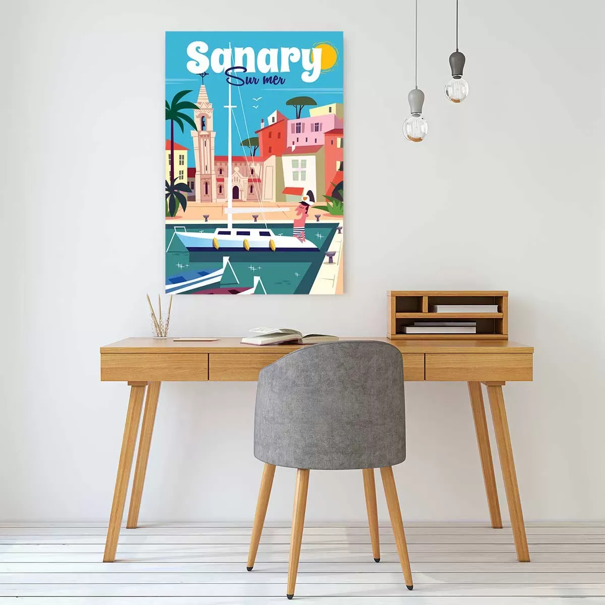 Illustration numéro 2 du produit Tableau vacances à Sanary imprimé sur toile 60x90 cm