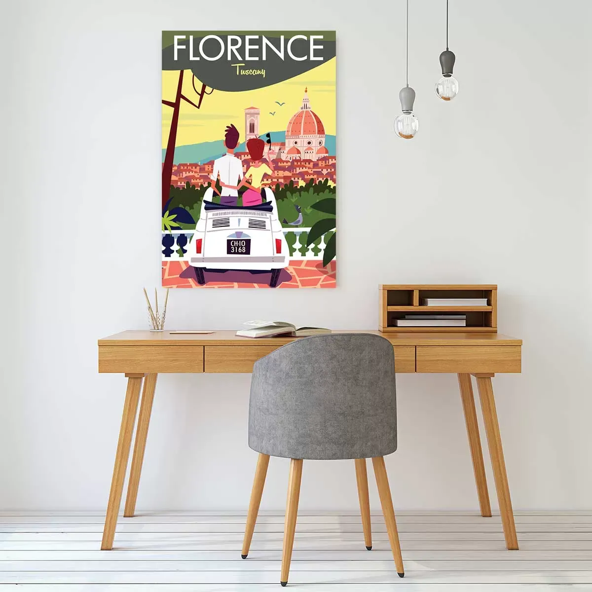 Illustration numéro 2 du produit Tableau voyage à Florence imprimé sur toile 40x60 cm