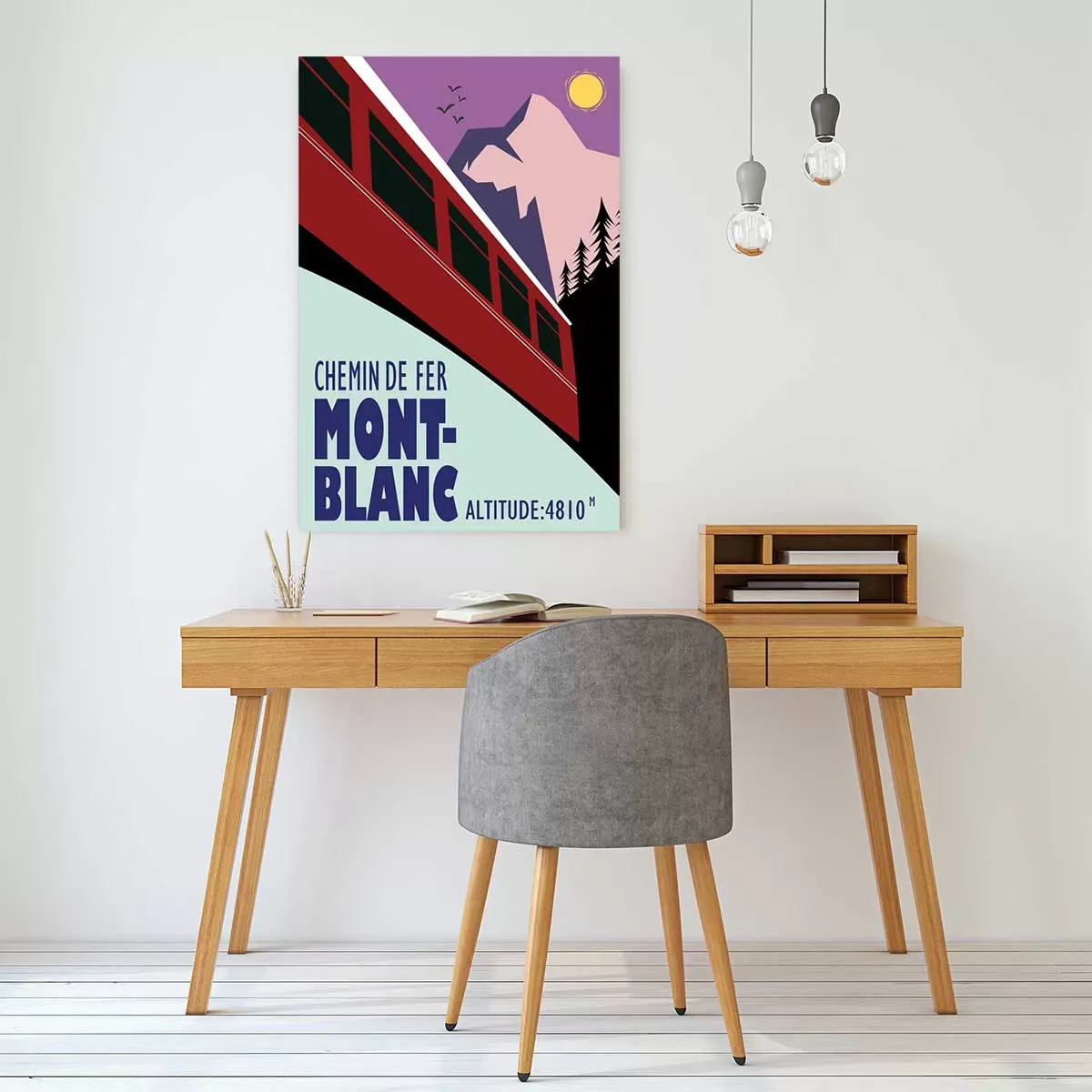 Illustration numéro 2 du produit Tableau terminus Chamonix 4810m imprimé sur toile 60x90 cm