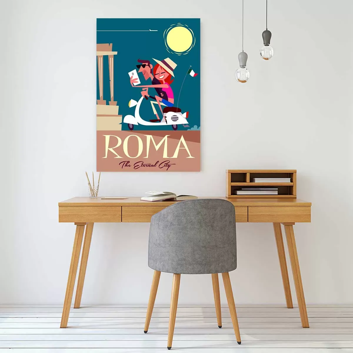 Illustration numéro 2 du produit Tableau voyage en amoureux imprimé sur toile 60x90 cm