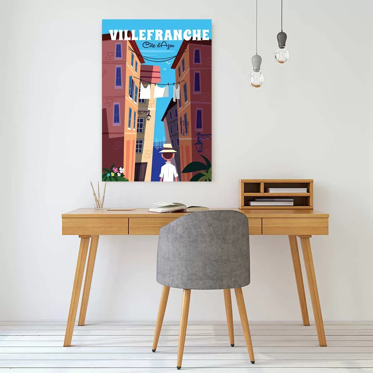 Illustration numéro 2 du produit Tableau villefranche sur mer imprimé sur toile 60x90 cm